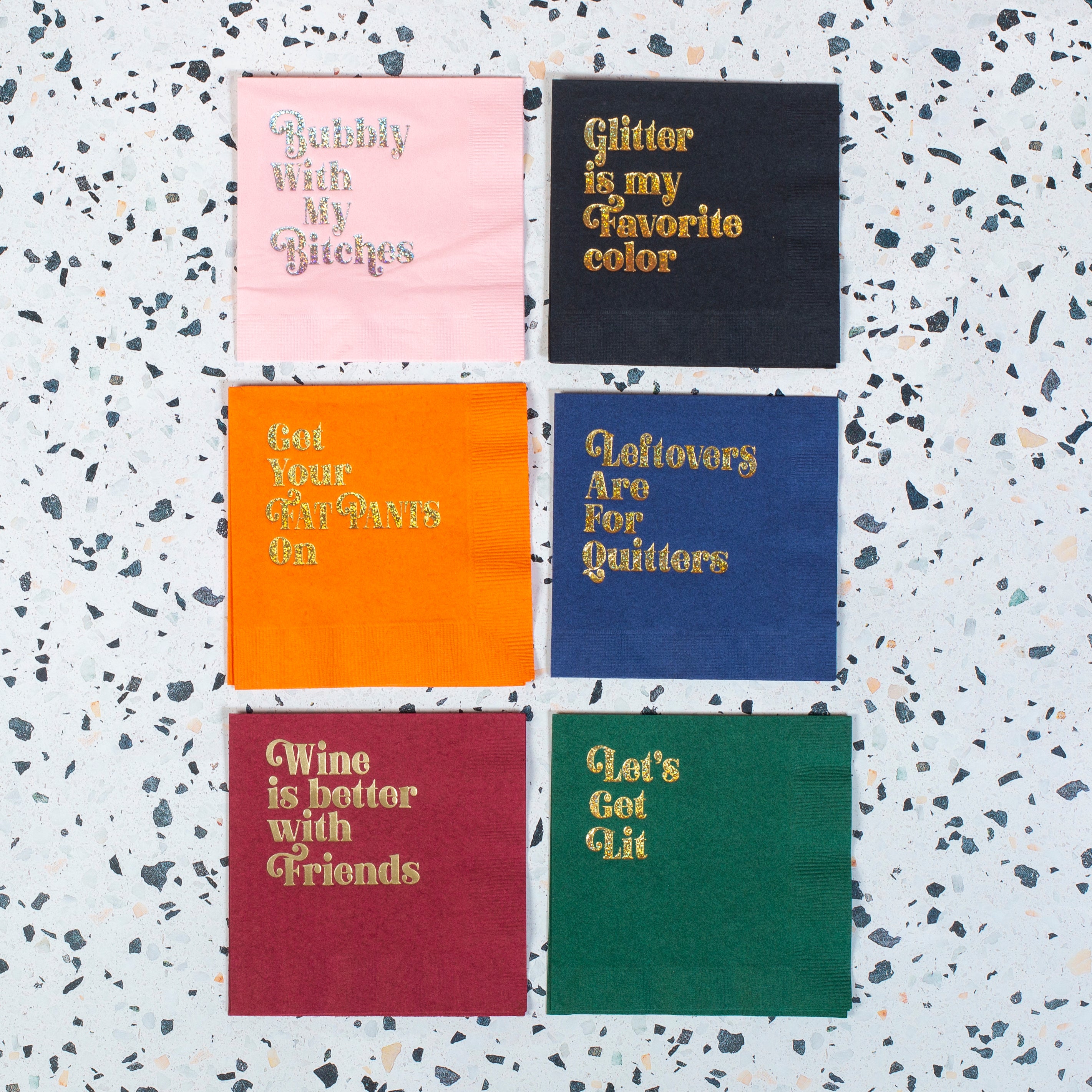 funny foil cocktail beverage napkins