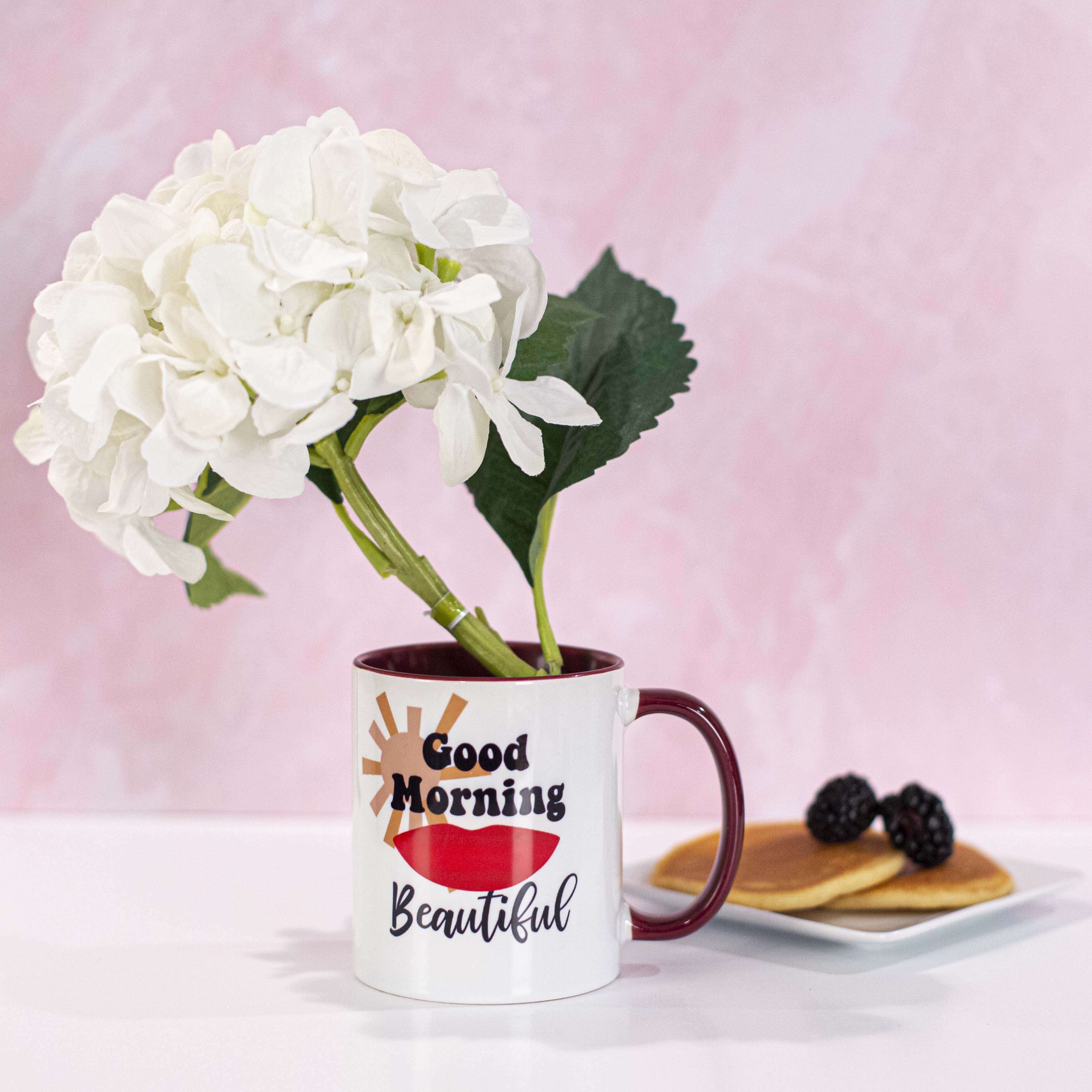Good Morning Beautiful Retro Red Lips Coffee Mug