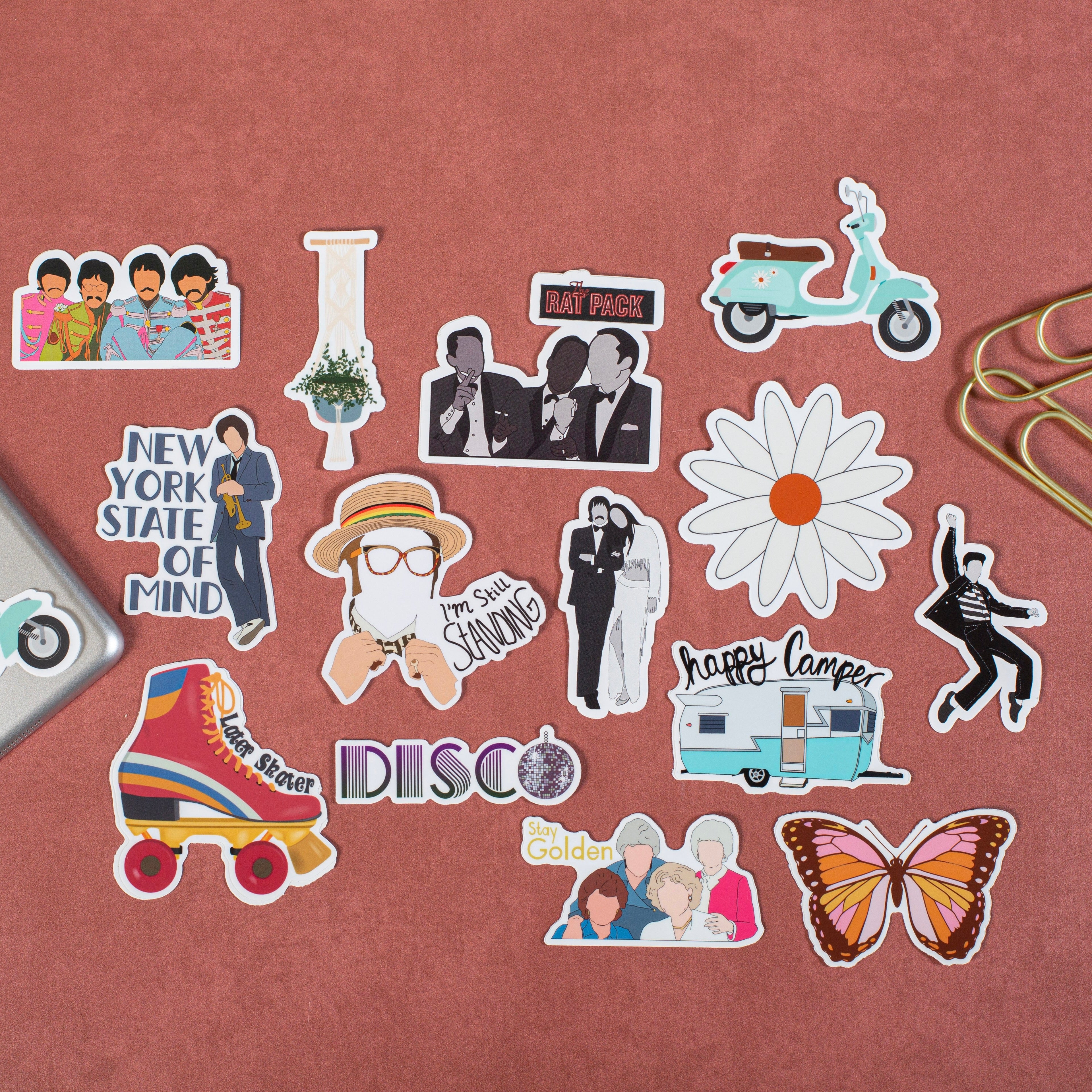 Happy Camper Vintage Hand Drawn Sticker