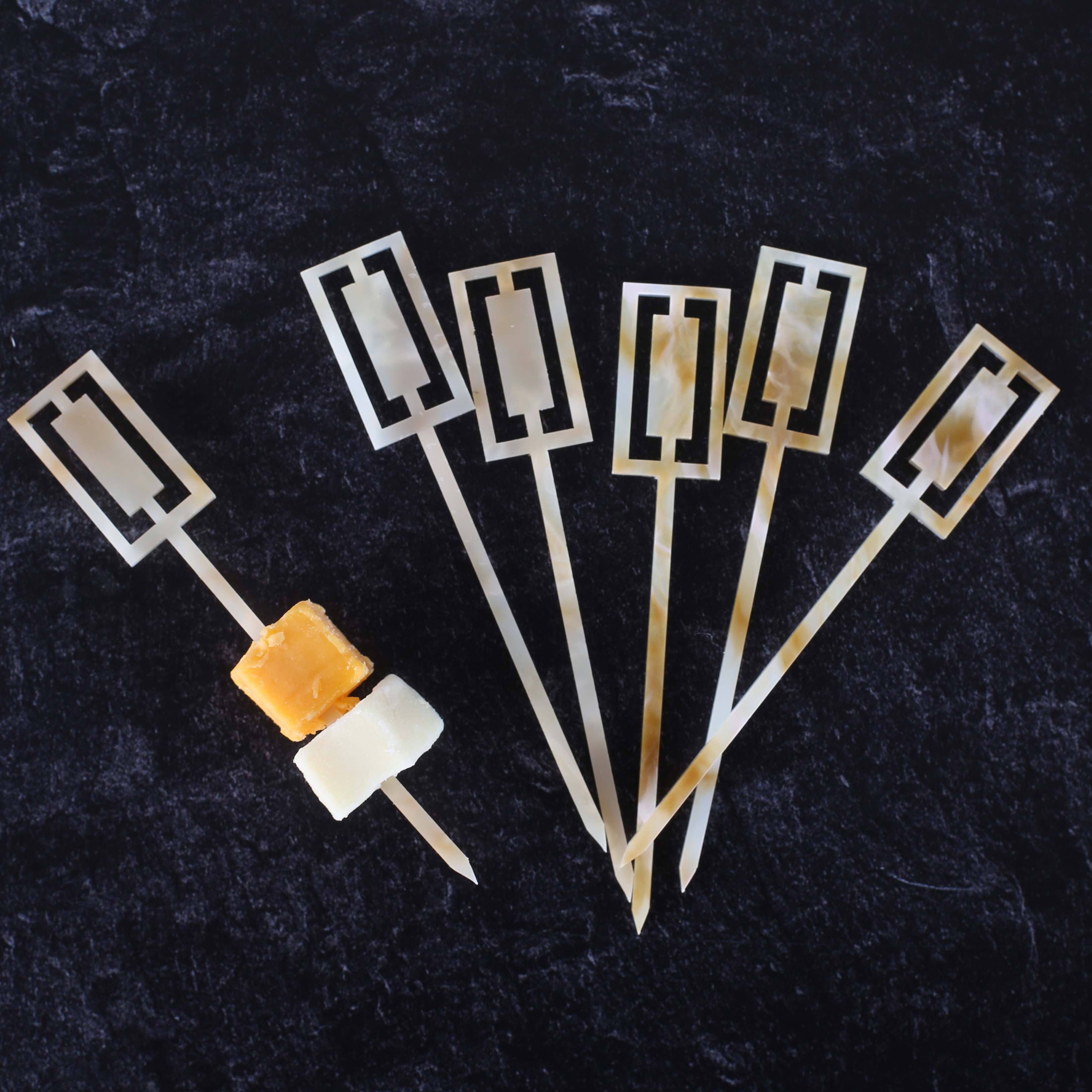 Ivory and Gold Acrylic Appetizer Mid Century Modern Bar Cocktail Pick