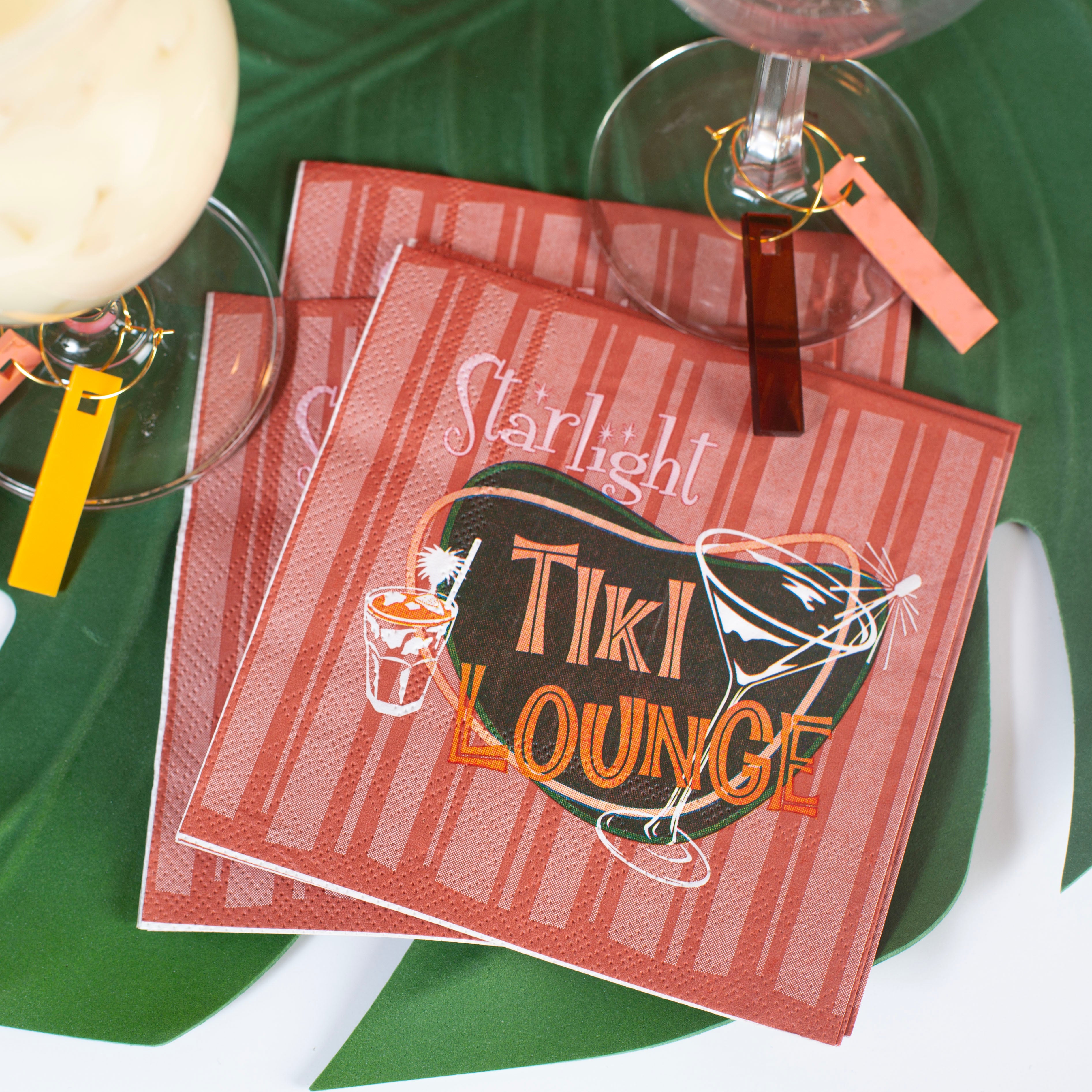 Starlight Tiki Lounge Vintage Cocktail Beverage Napkin