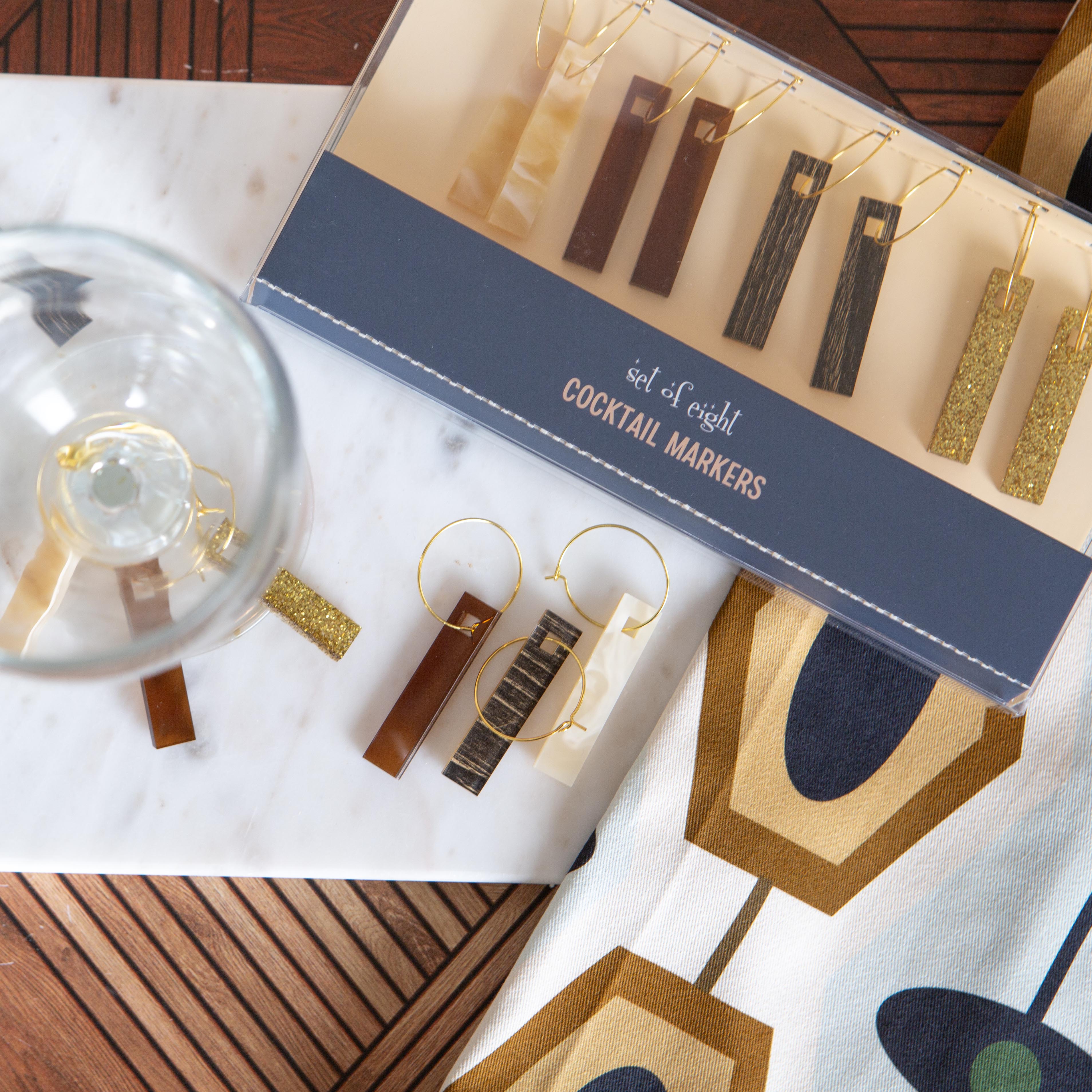 Shades of Brown Acrylic Cocktail Marker Wine Charms