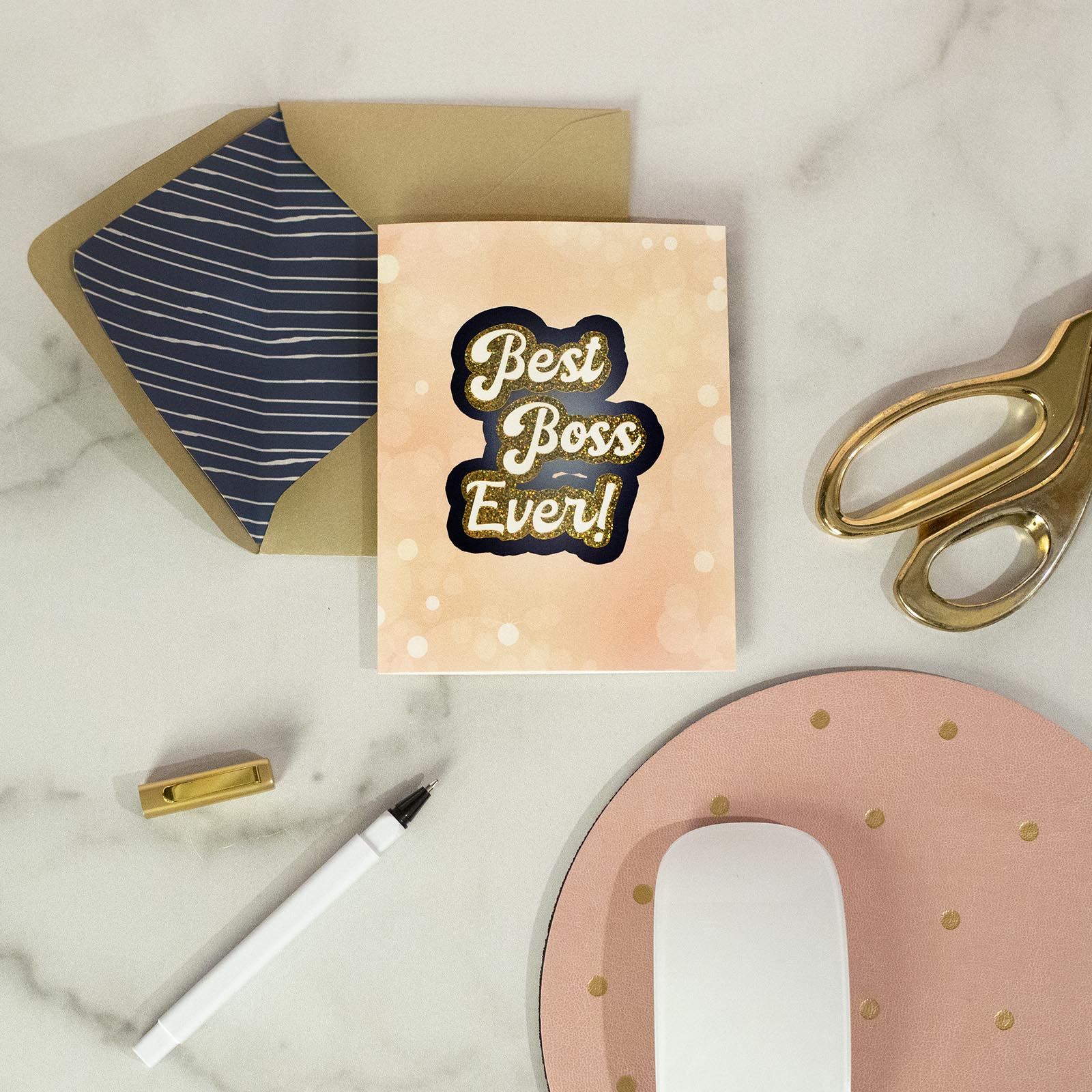 Best Girl Boss Glitter Foil Greeting Card