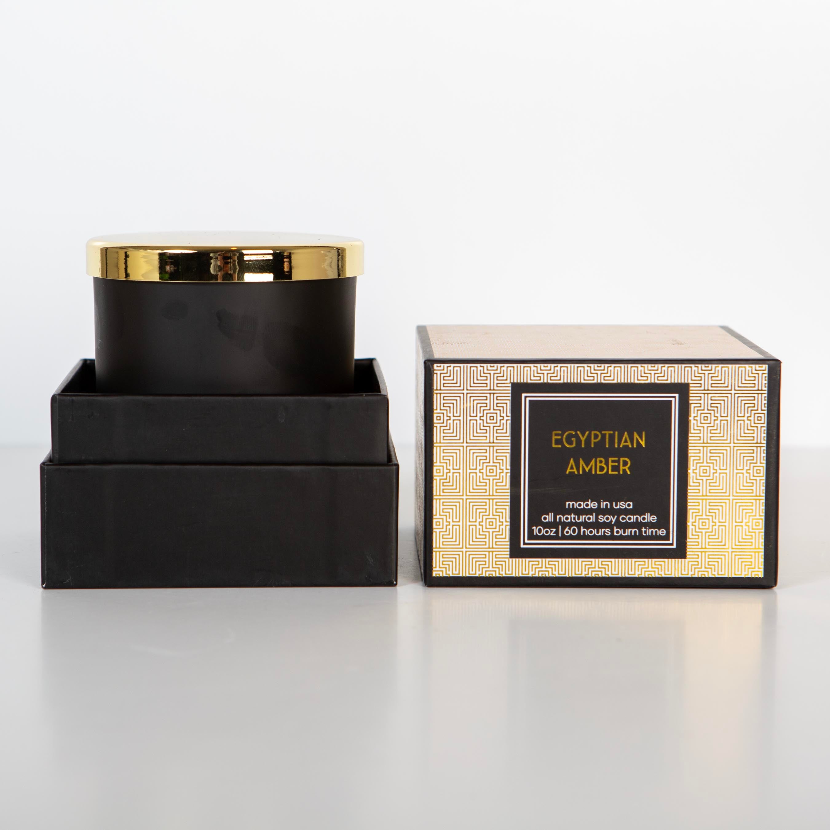 Black and Gold Egyptian Amber Mid Century Modern Boxed Candle