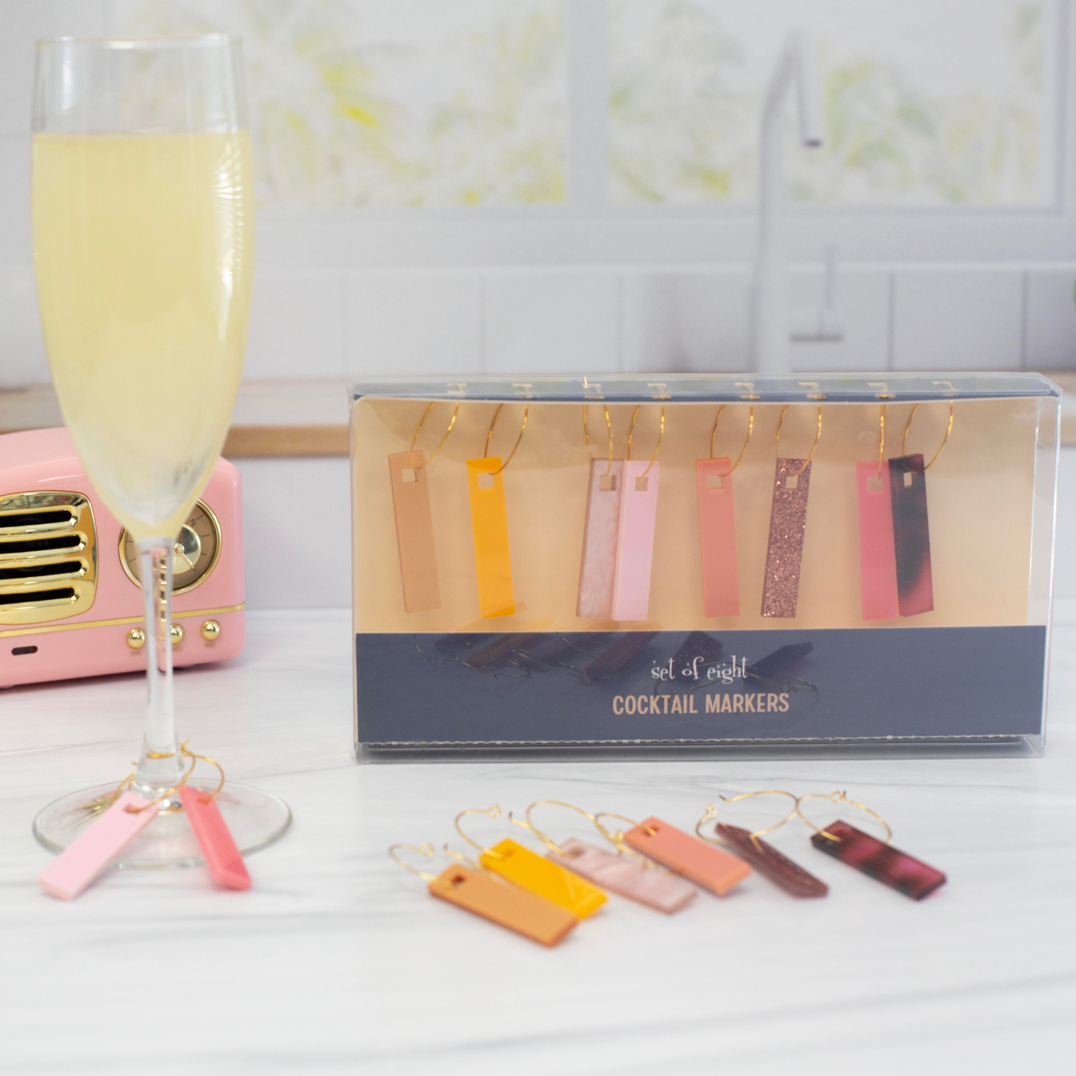 Shades of Pink Acrylic Cocktail Marker Wine Charms