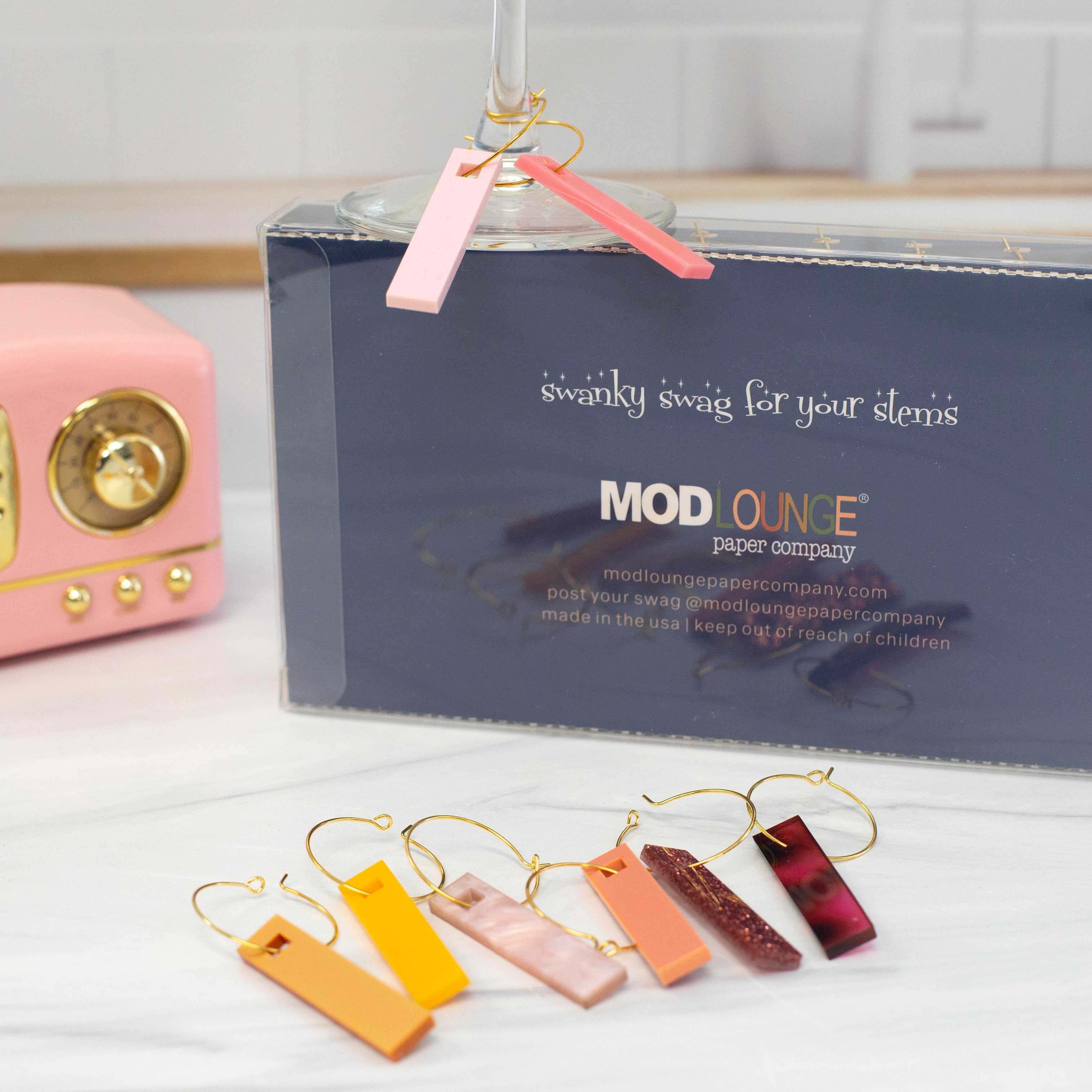 Shades of Pink Acrylic Cocktail Marker Wine Charms