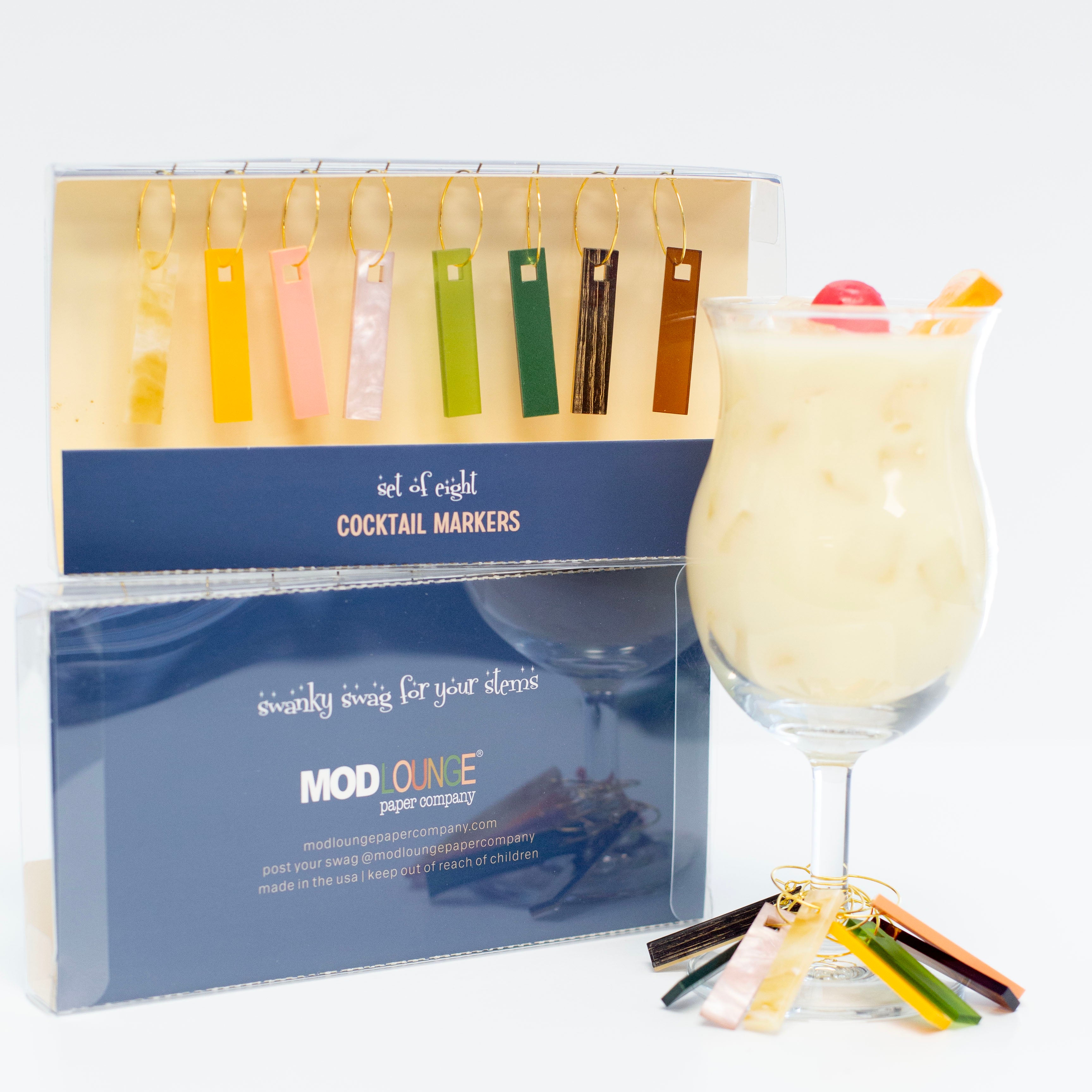 Hawaiian Summer Acrylic Cocktail Marker Wine Charms