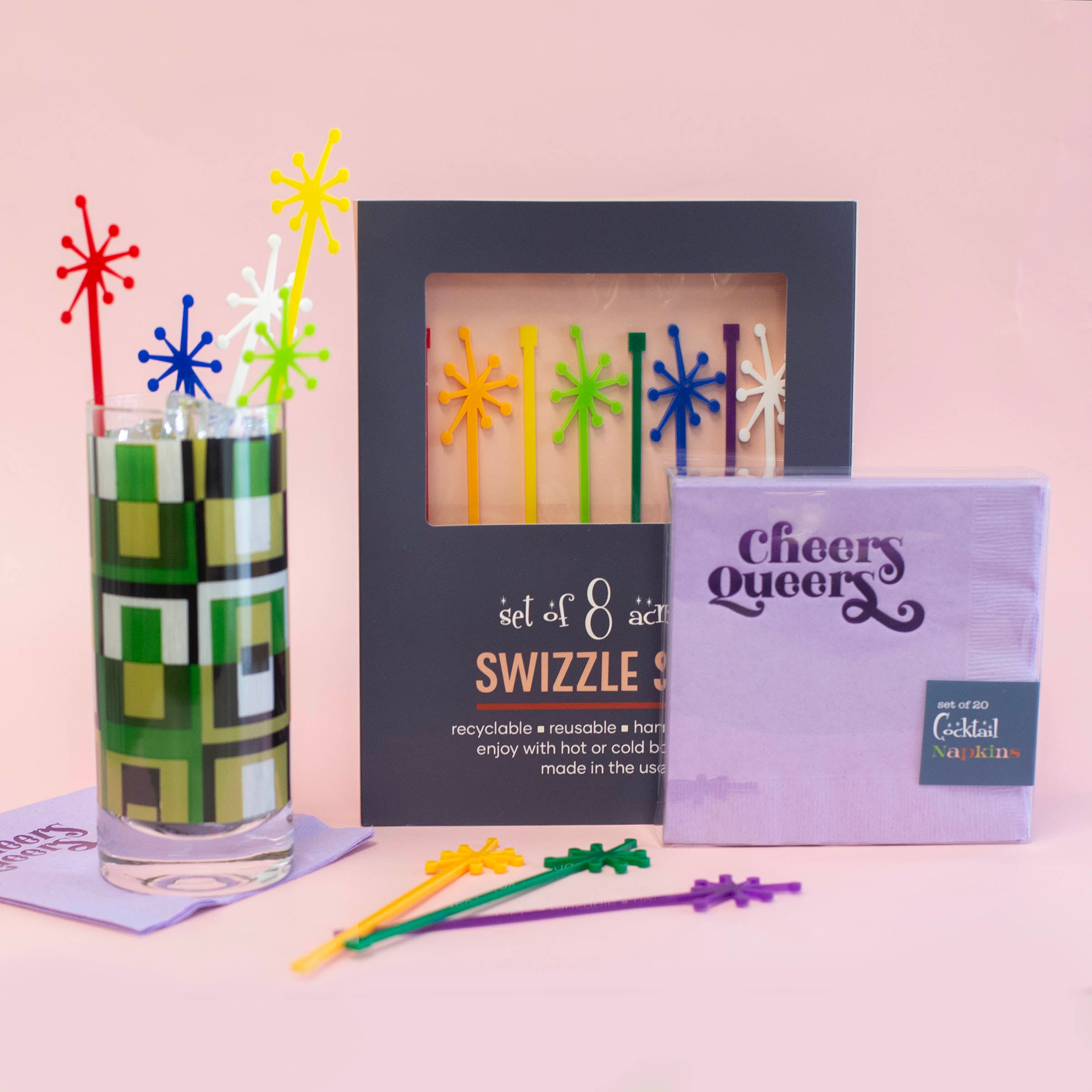 Cheers Queers Purple Foil Cocktail Napkin