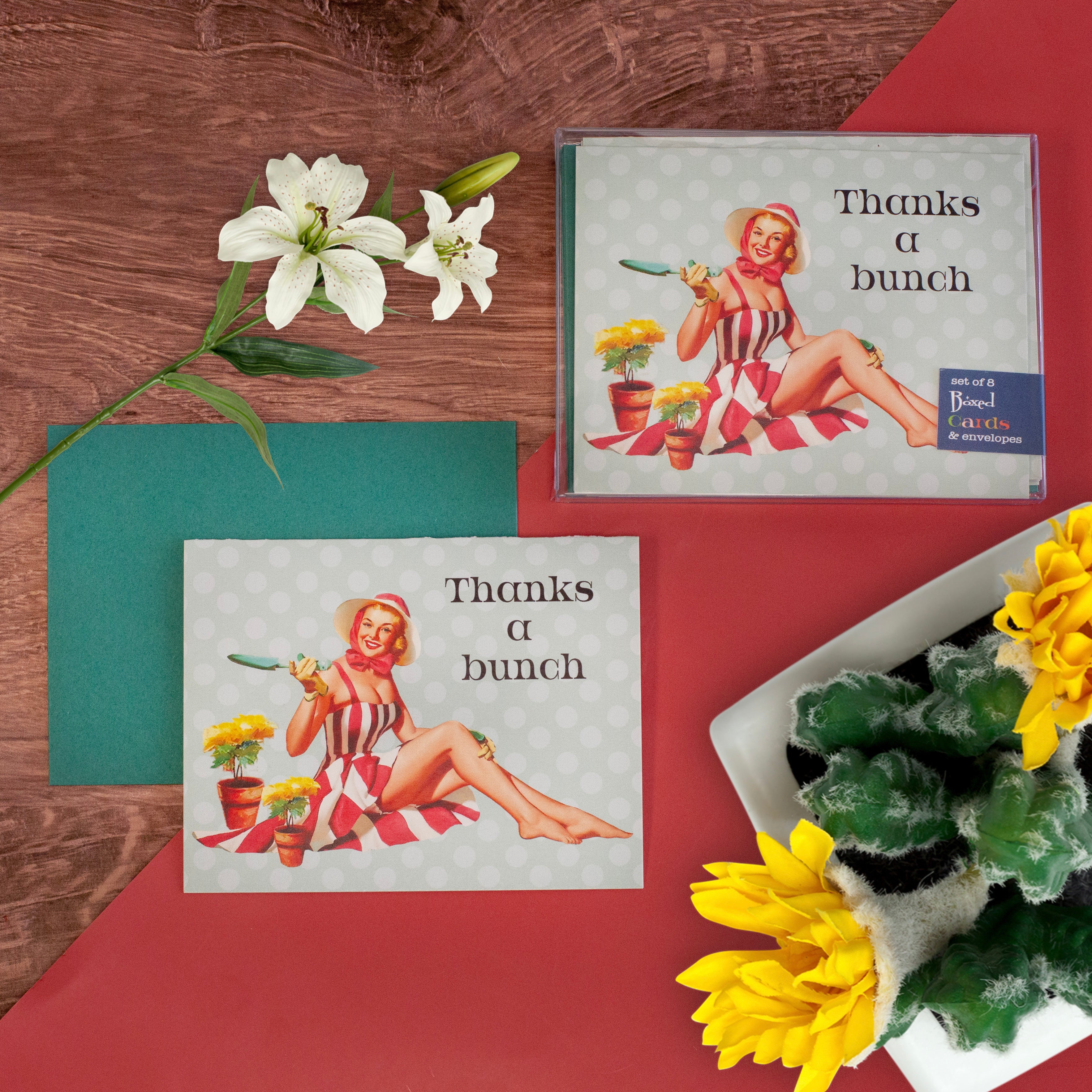 Thanks a Bunch Vintage Pinup Thank You Card Boxed Set of 8