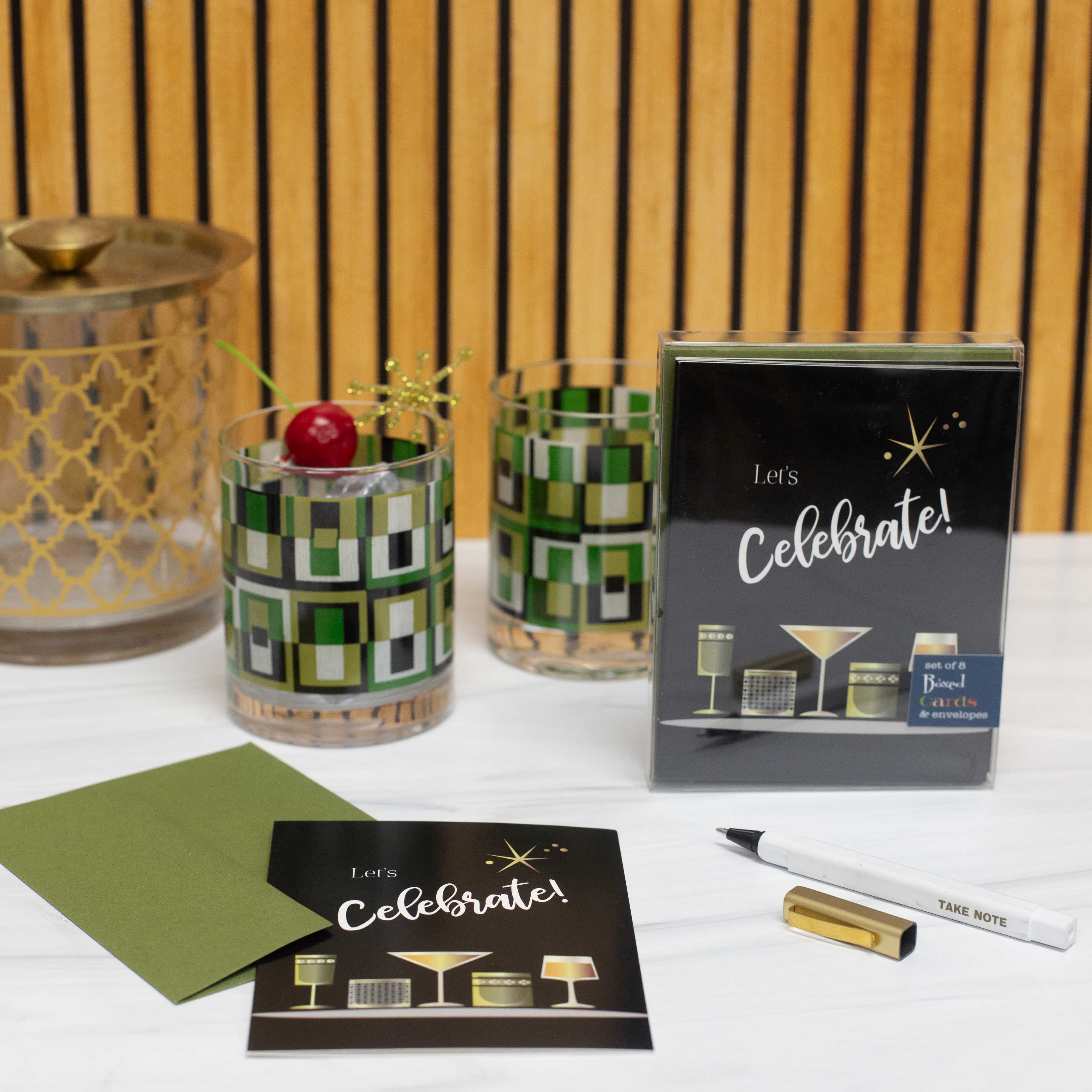 Let's Celebrate Mid Century Everyday Vintage Cocktail Card Boxed Set