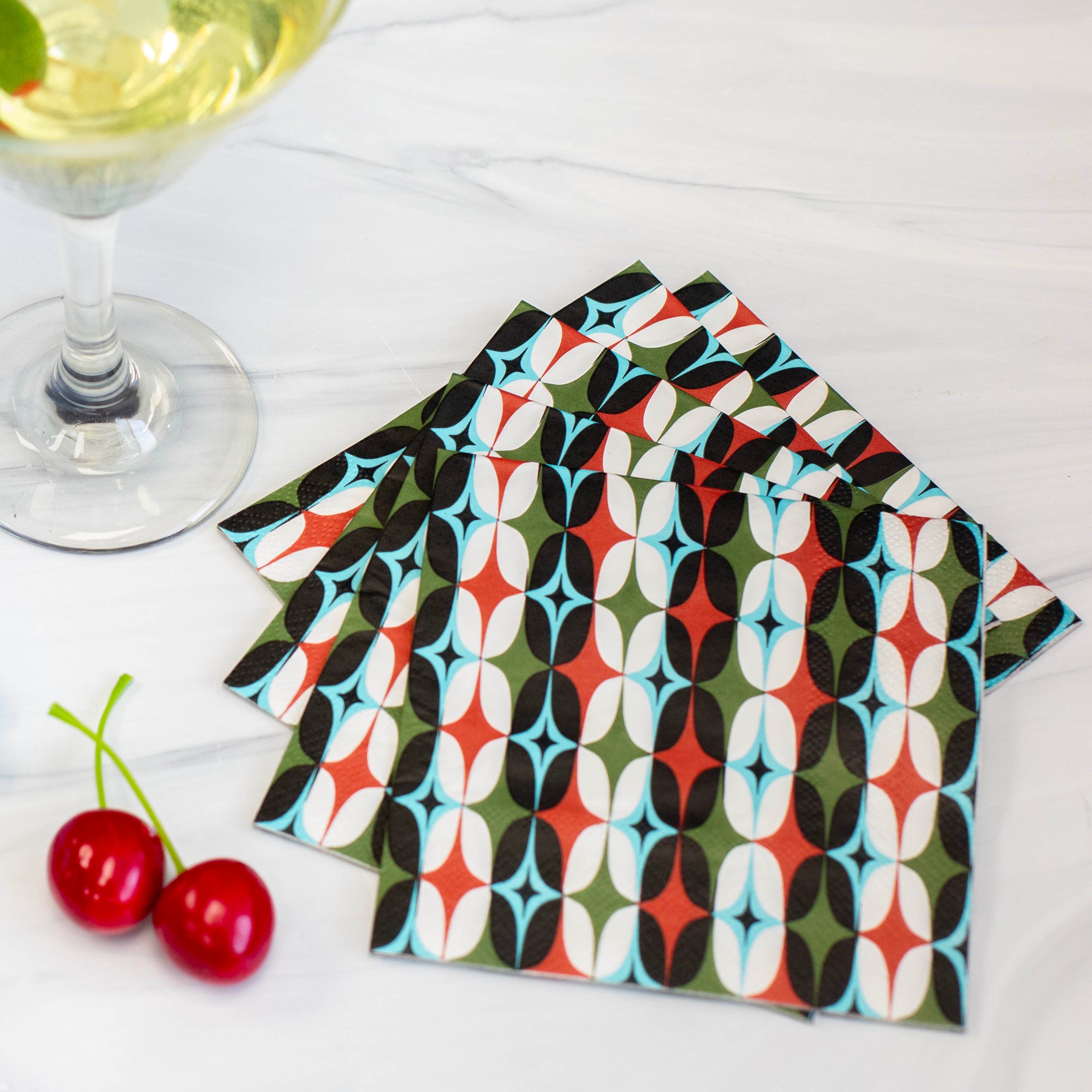 Starlight Diamond Mid Century Modern Retro Cocktail Beverage Napkin