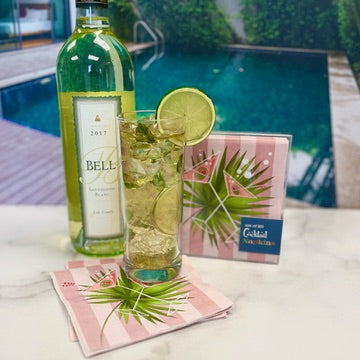 Pink Martini and Palm Retro Cocktail Beverage Napkin