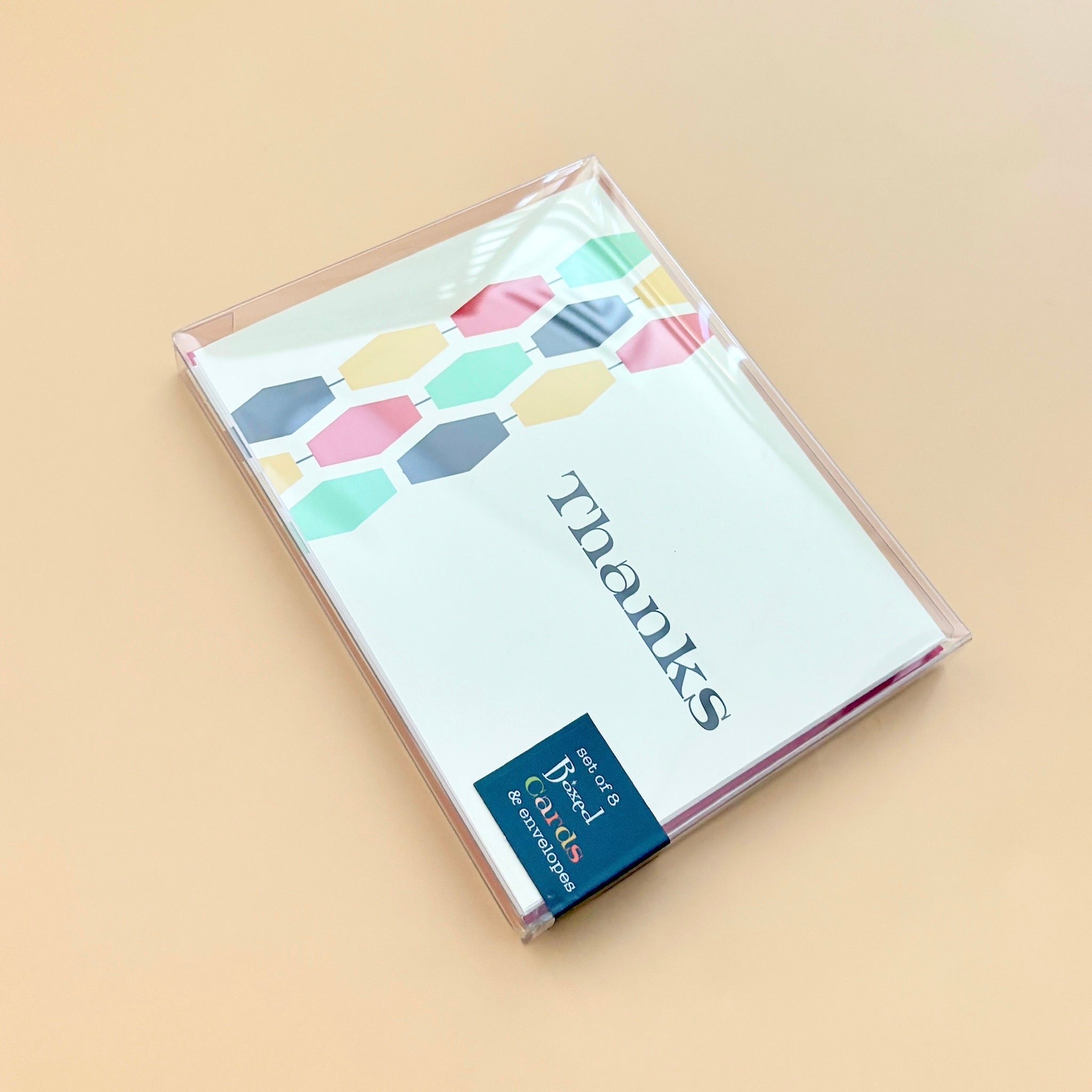 Geometric Hexagon Mid century Modern Thank You Card Boxed Set