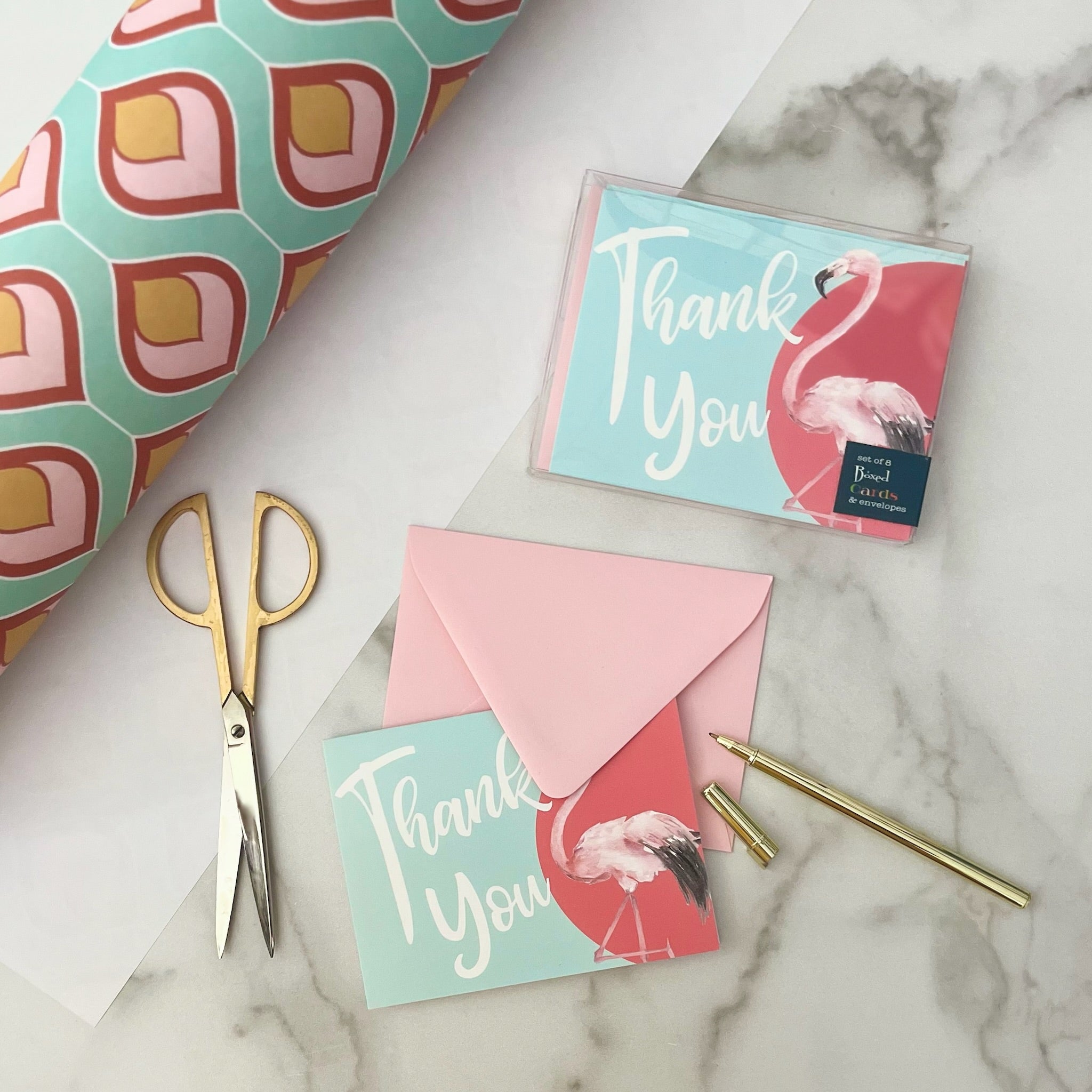 Flamingo Palm Springs Coastal Thank You Notecard