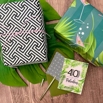 40 and Fabulous Tropical Palm Leaf Pink Birthday Card