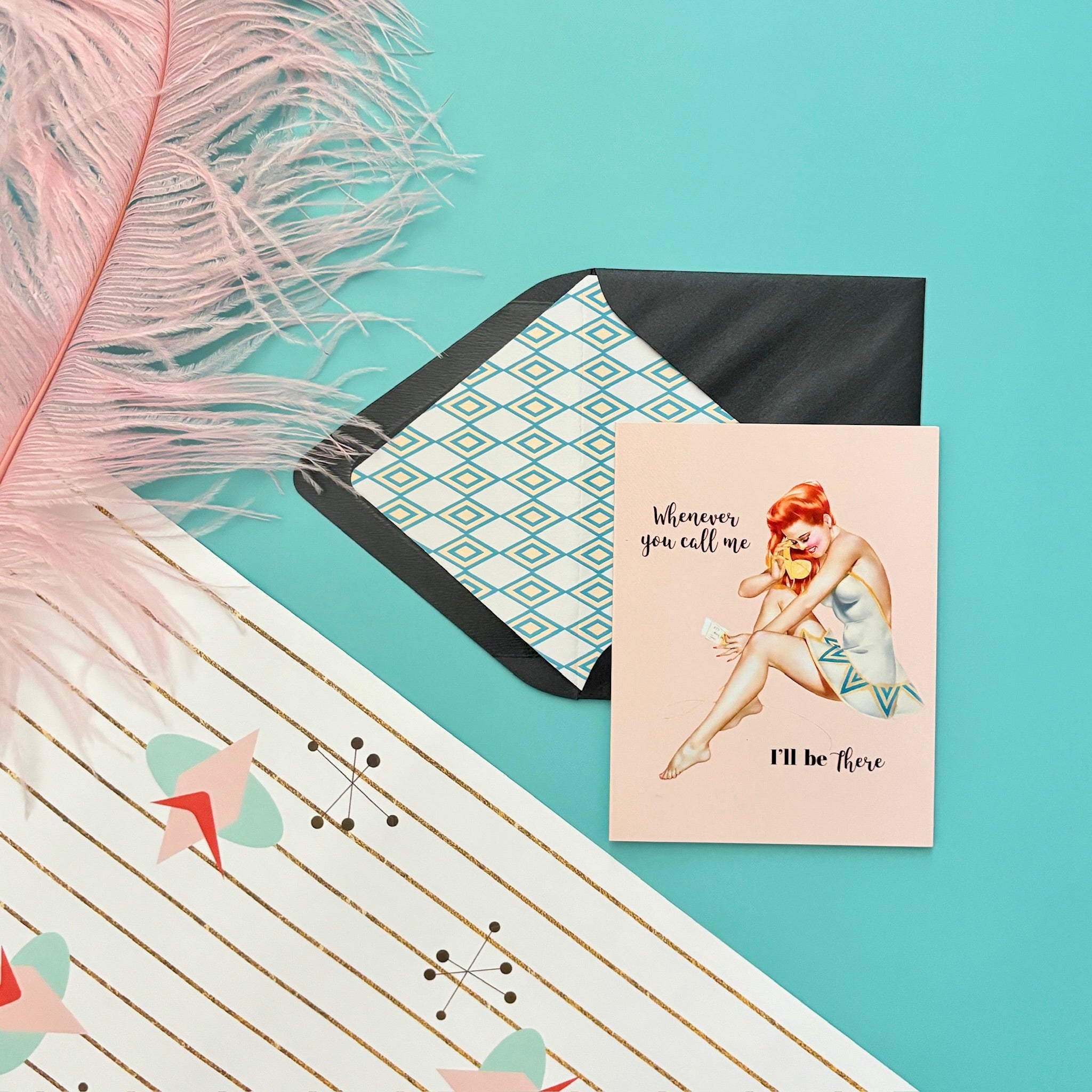 Whenever You Call Me Ill Be There Just Because Pinup Greeting Card