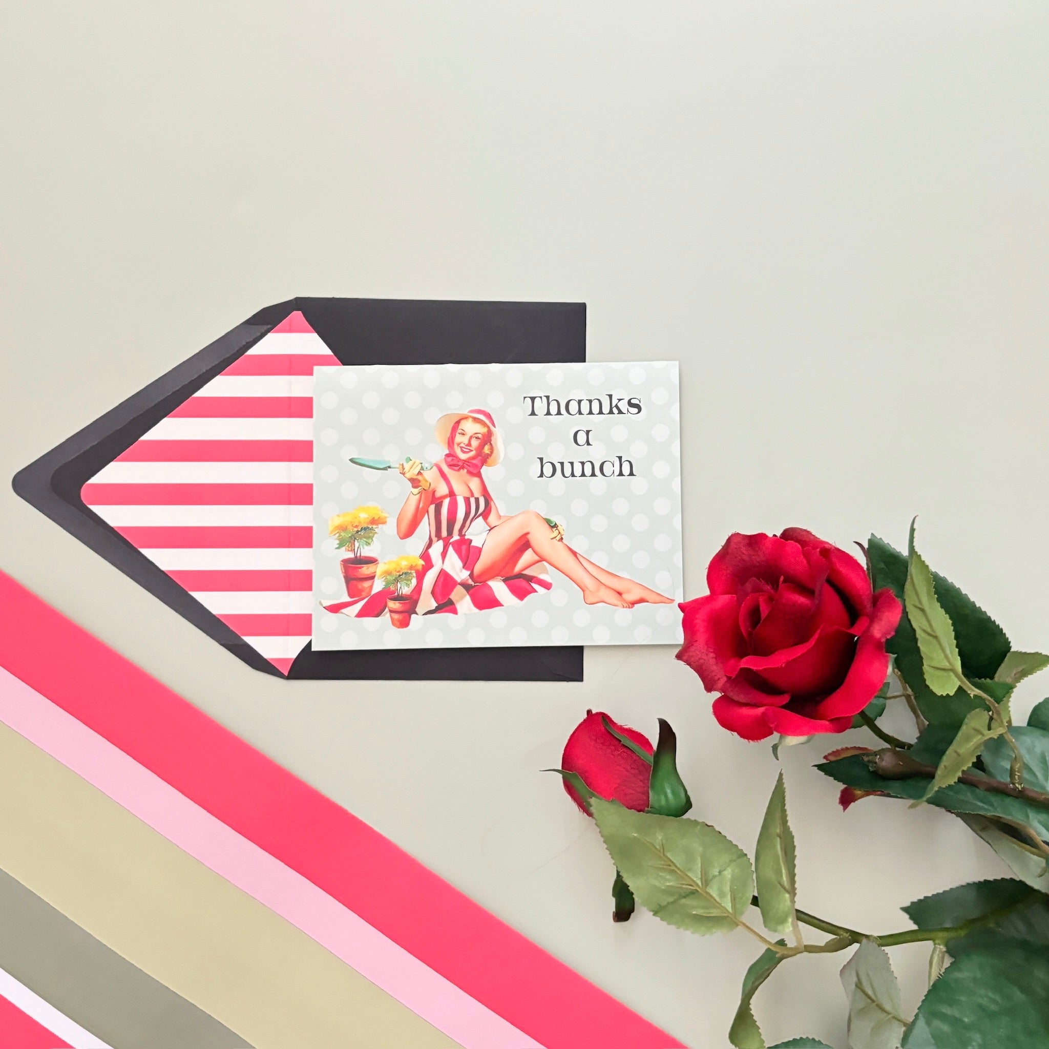 Thanks a Bunch Vintage Pinup Thank You Card