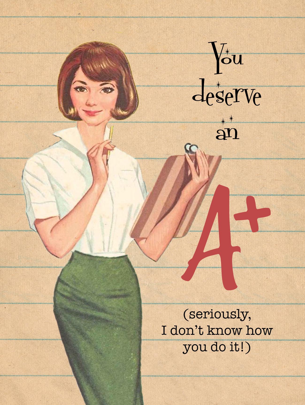 Funny Vintage Teacher Appreciation Greeting Card
