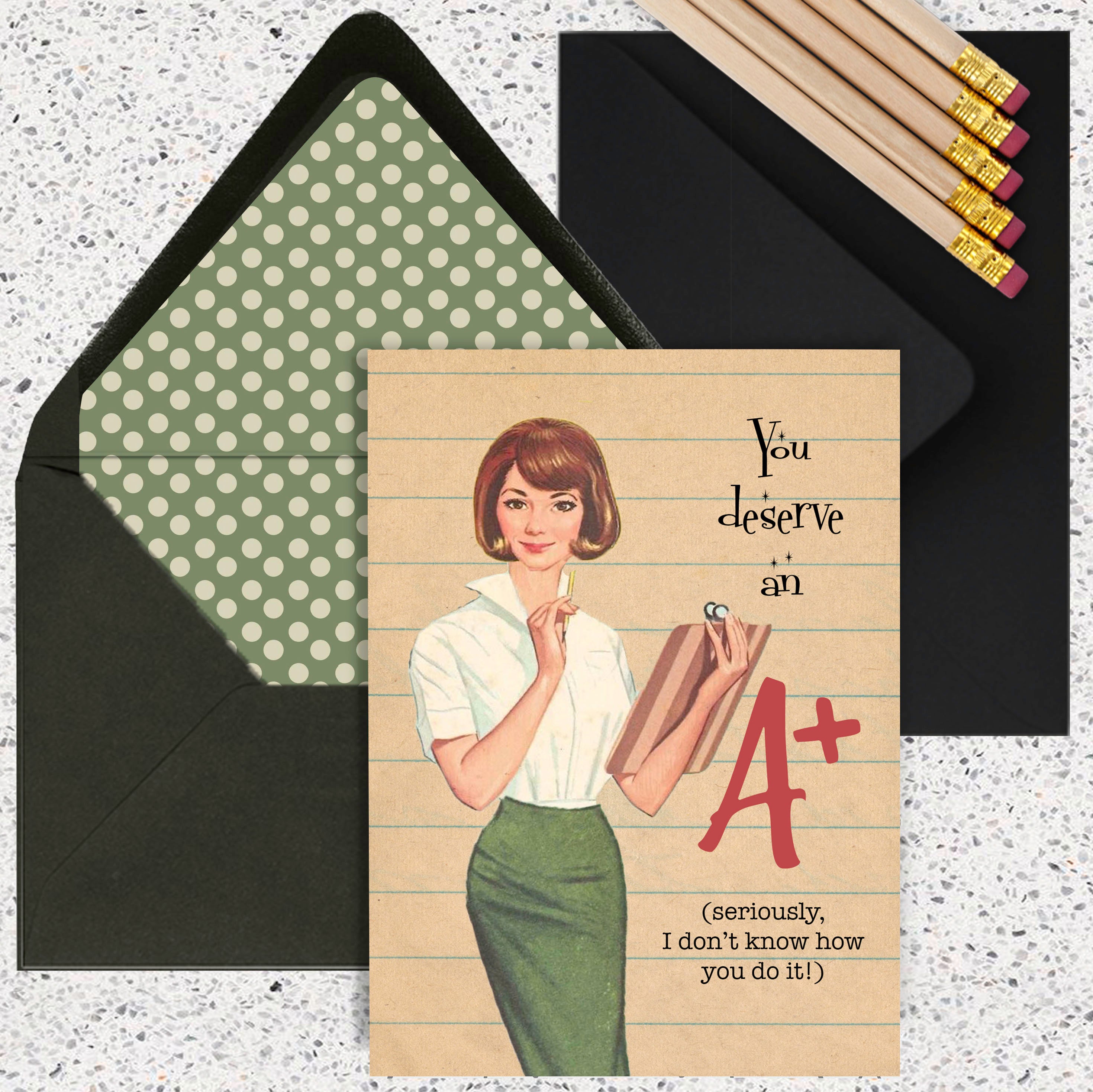 Funny Vintage Teacher Appreciation Greeting Card