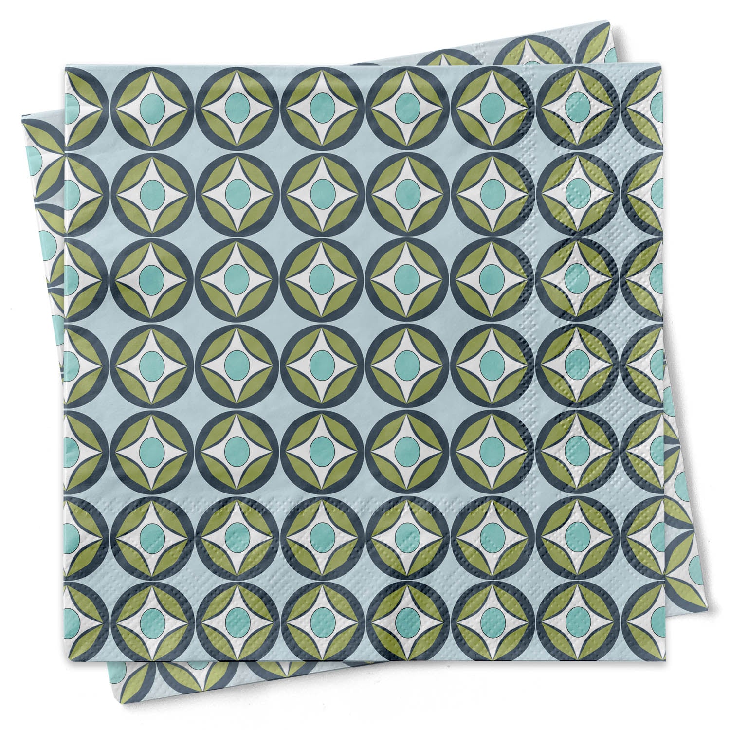Blue Circle Mid Century Modern Cocktail Beverage Napkin