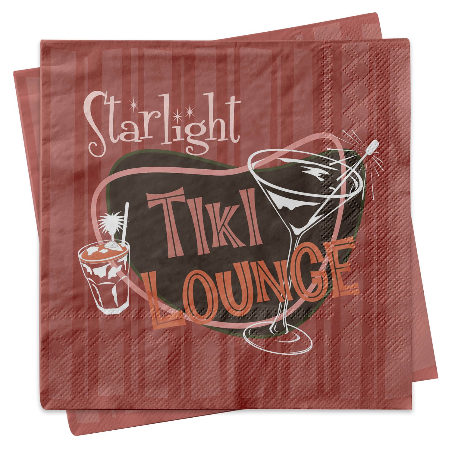 Starlight Tiki Lounge Vintage Cocktail Beverage Napkin