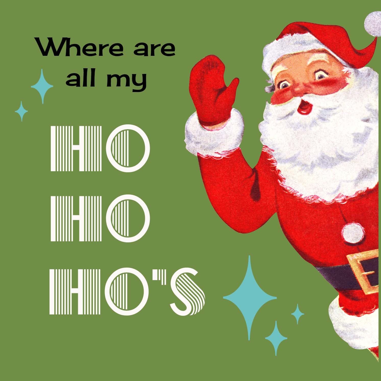 Santa Hos Funny Retro Holiday Cocktail Beverage Napkin