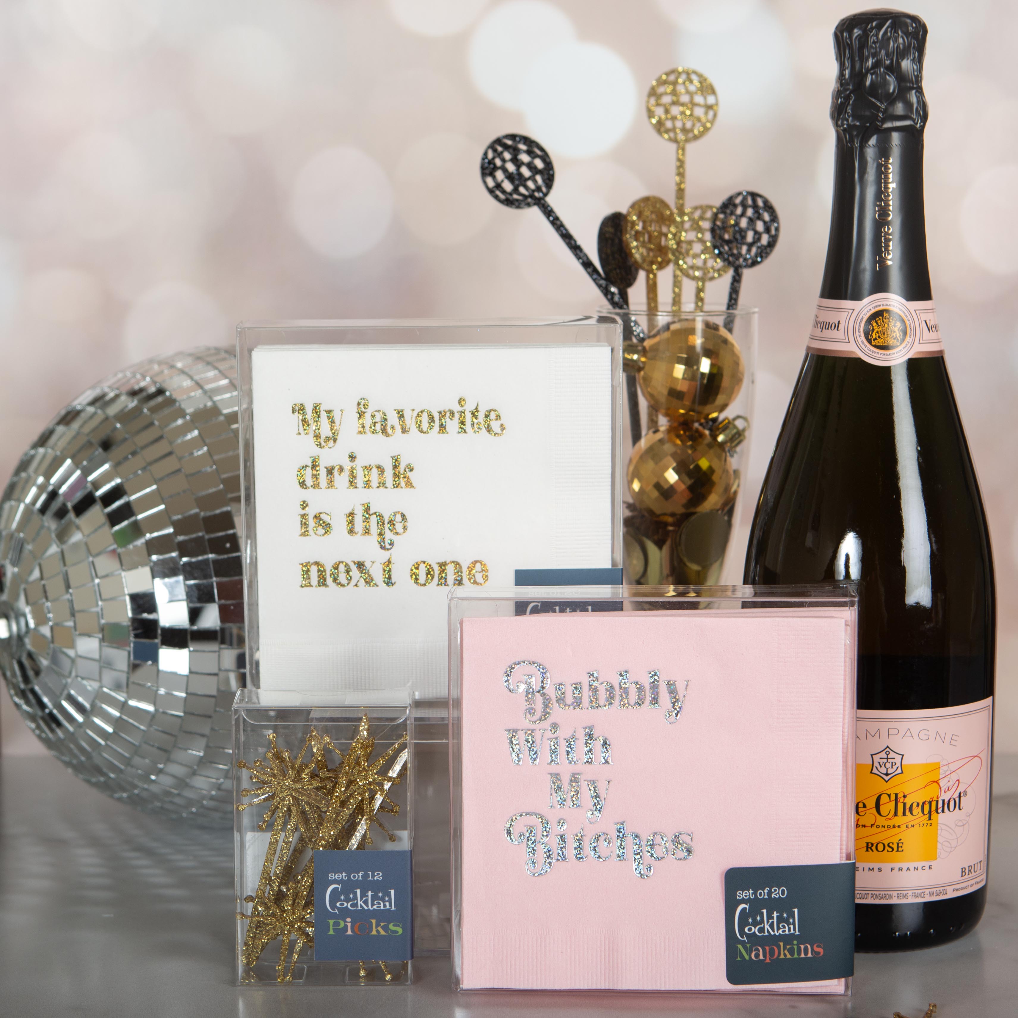 My Favorite Drink is the Next One Funny Gold Foil Cocktail Beverage Napkin