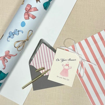Vintage Pink Dress Baby Girl Shower Greeting Card