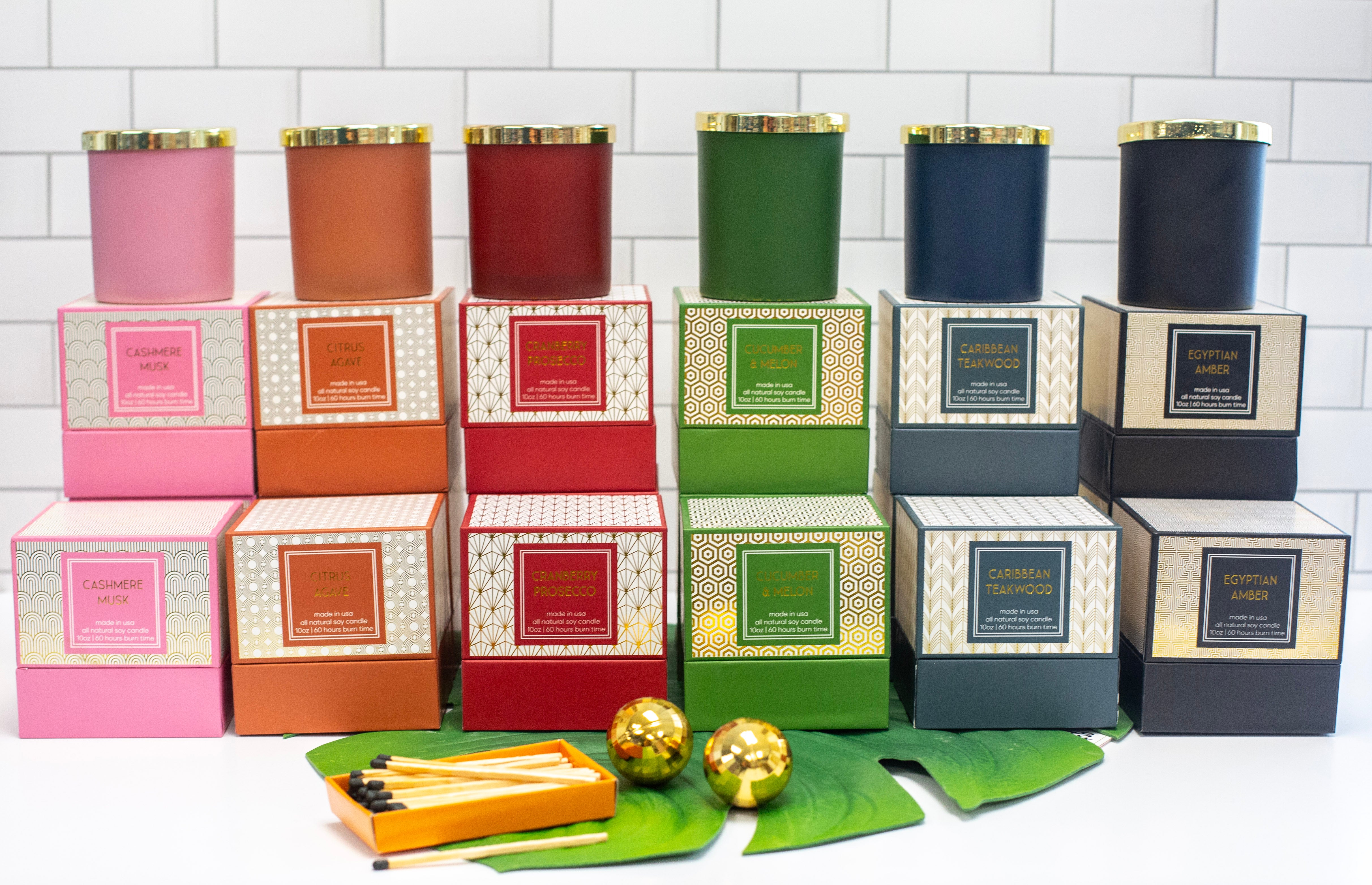 Gold Foil Mid Century Modern Boxed Candle Collection