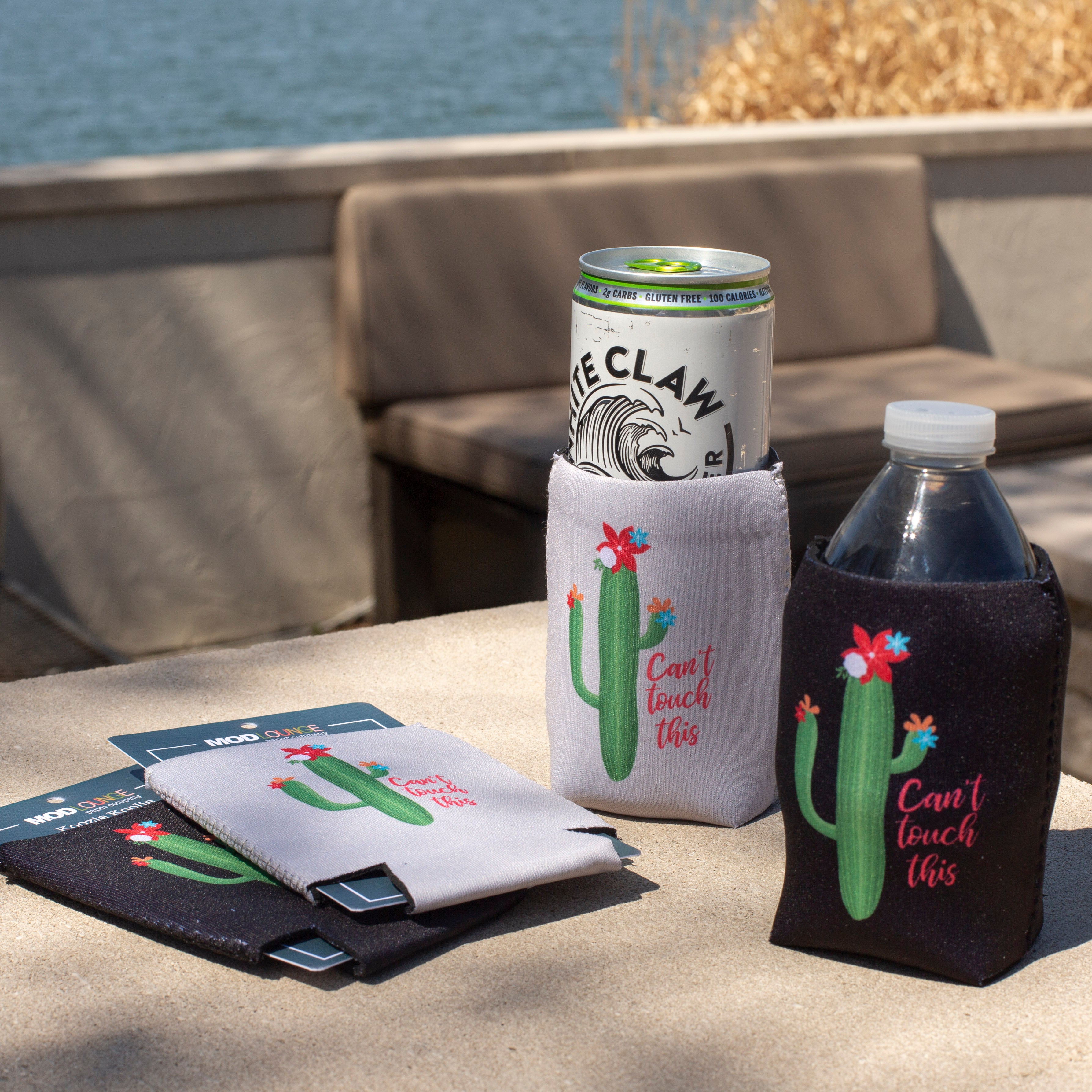 Cant Touch This Cactus Koozie Koolie Black