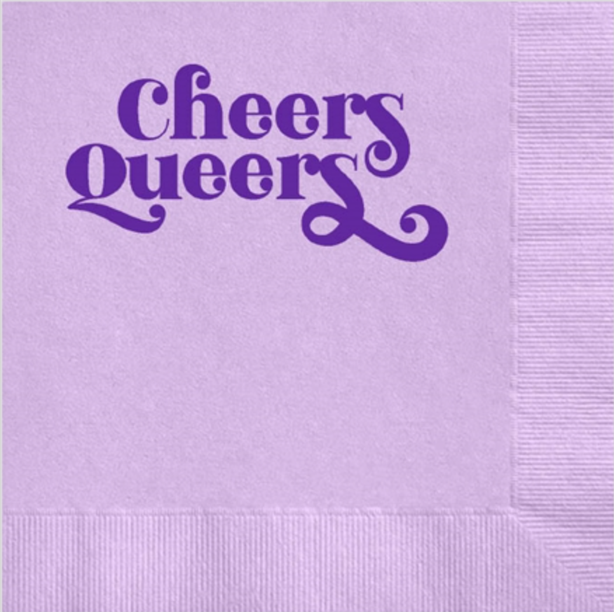 Cheers Queers Purple Foil Cocktail Napkin