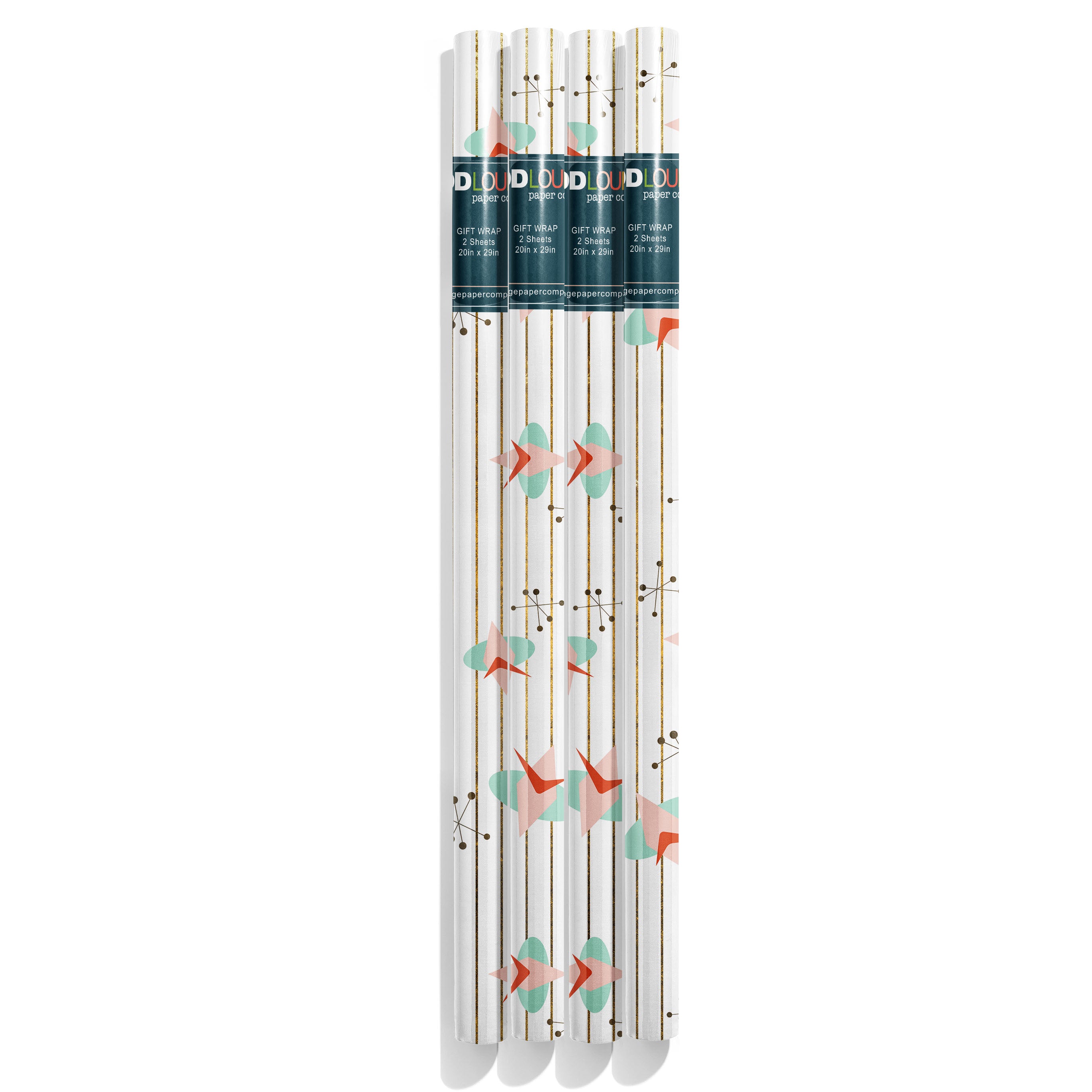 Retro Cosmic Atomic Mid Century Modern Gift Wrap Sheet