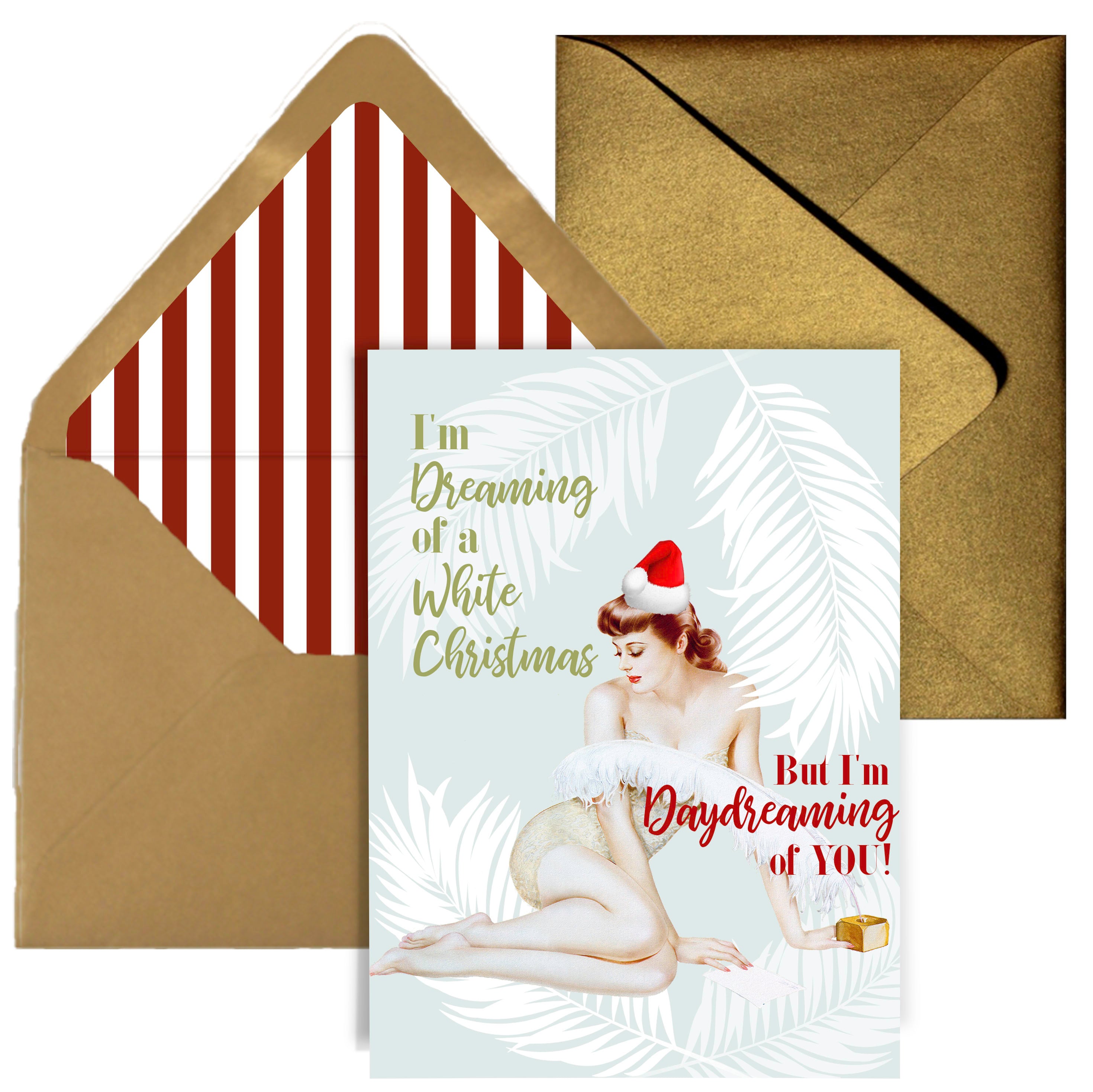 Im Dreaming of a White Christmas Vintage Pinup Holiday Card