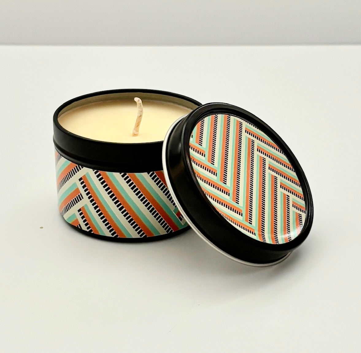Zig Zag Cucumber and Melon Mid Century Modern Travel Candle
