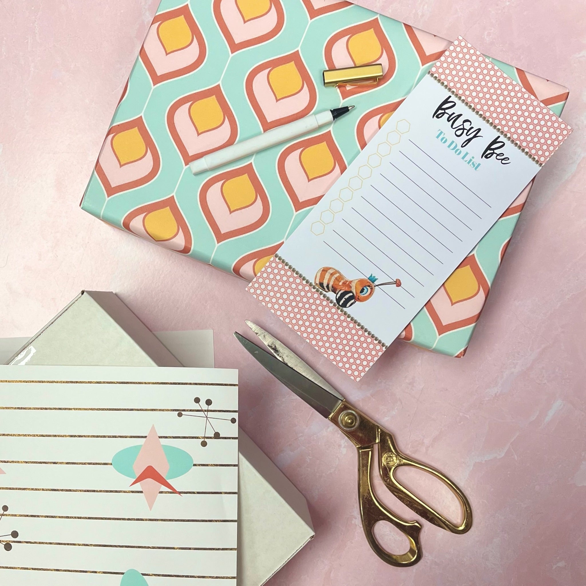 Aqua Mod Flame Mid Century Modern Gift Wrap Craft Sheet