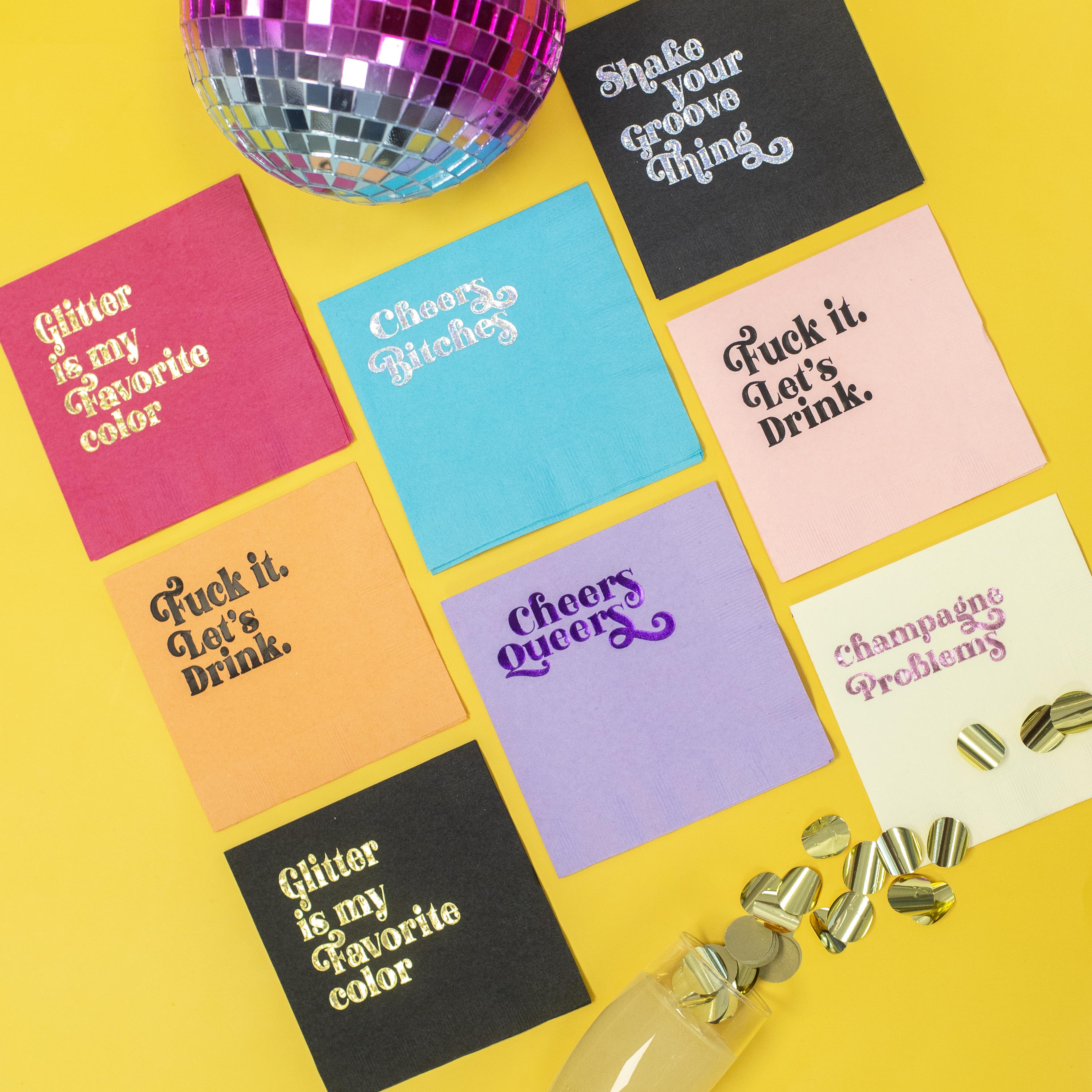 Cheers Queers Purple Foil Cocktail Napkin