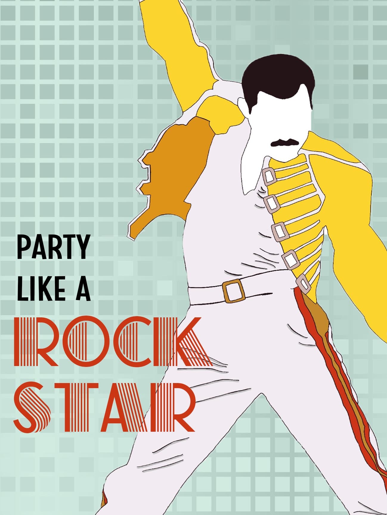 Freddie Mercury Party Like a Rockstar Pop Icon Greeting Card