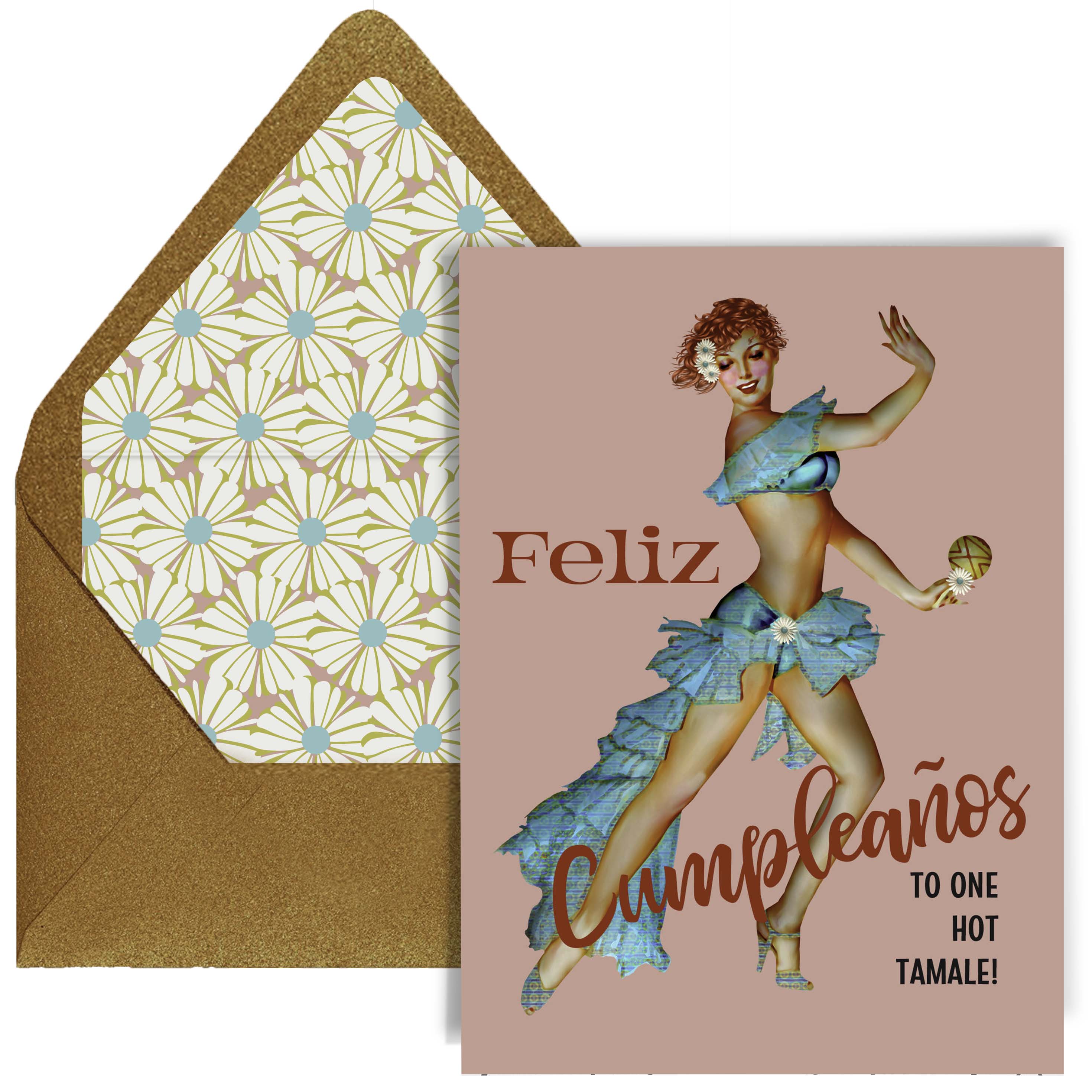 Feliz Cumpleaños Hot Tamale Vintage Pinup Birthday Card