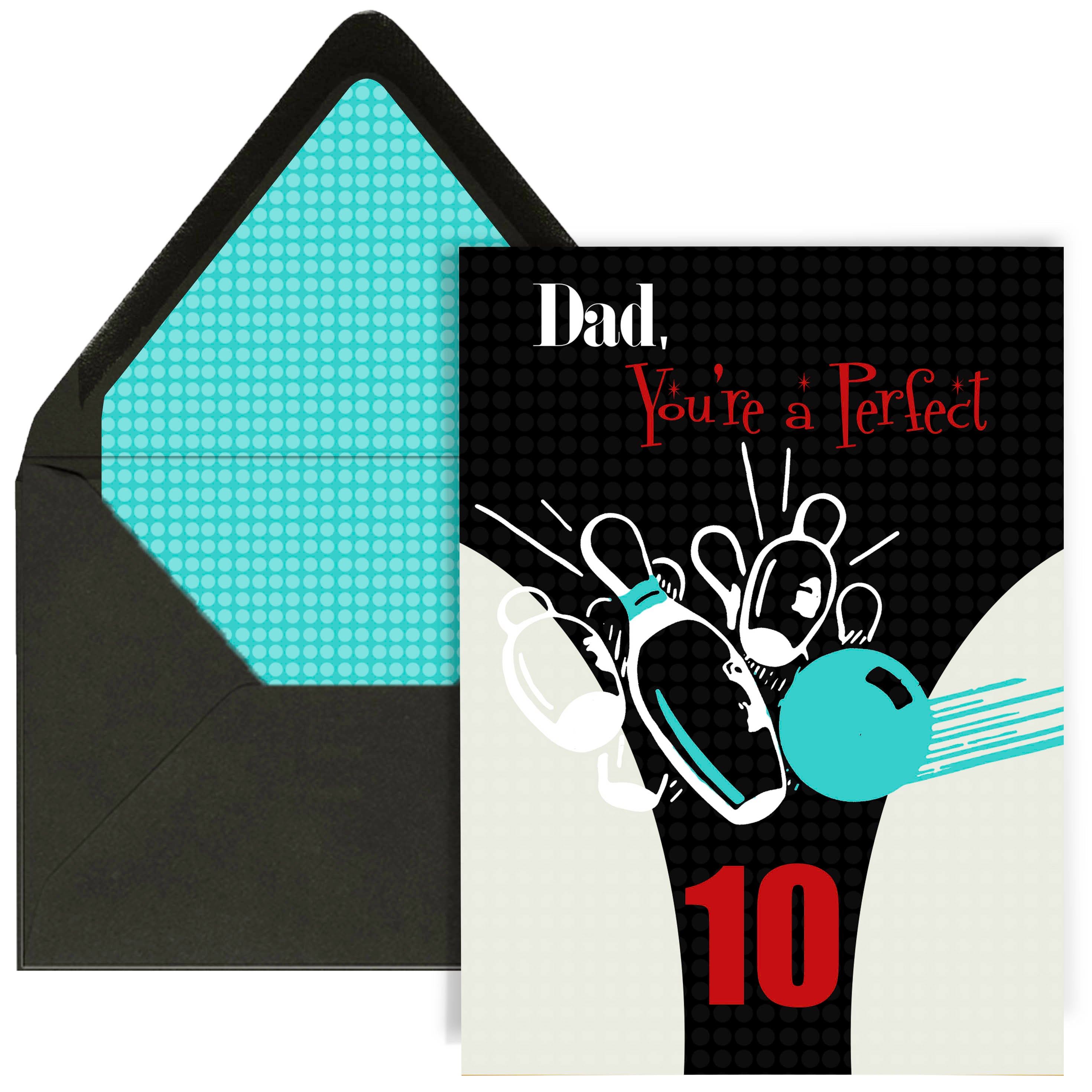 Dad You're A Perfect 10 Retro Bowling Greeting Card