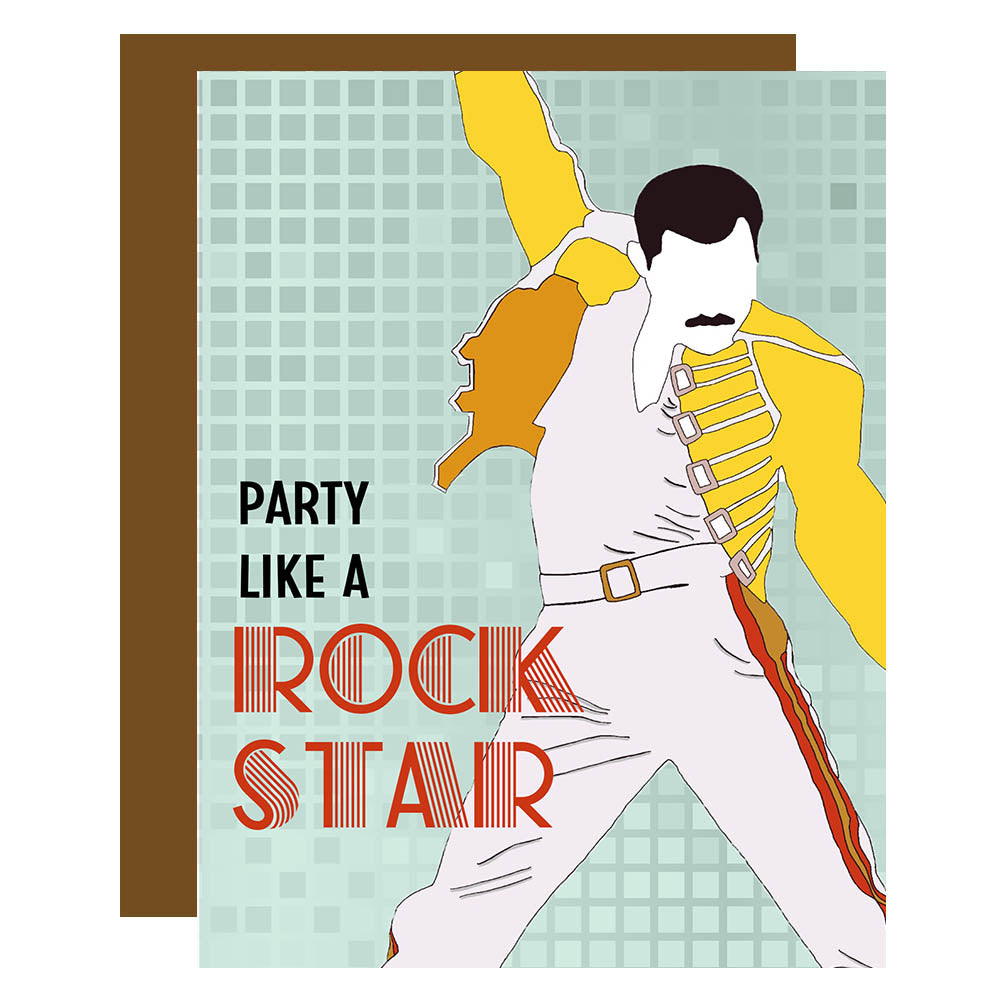 Freddie Mercury Party Like a Rockstar Pop Icon Greeting Card
