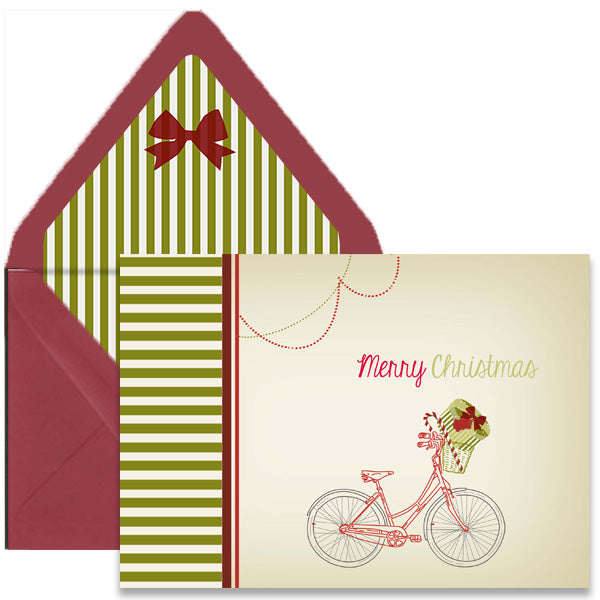 Holiday Vintage Bike with Gifts Greeting Card
