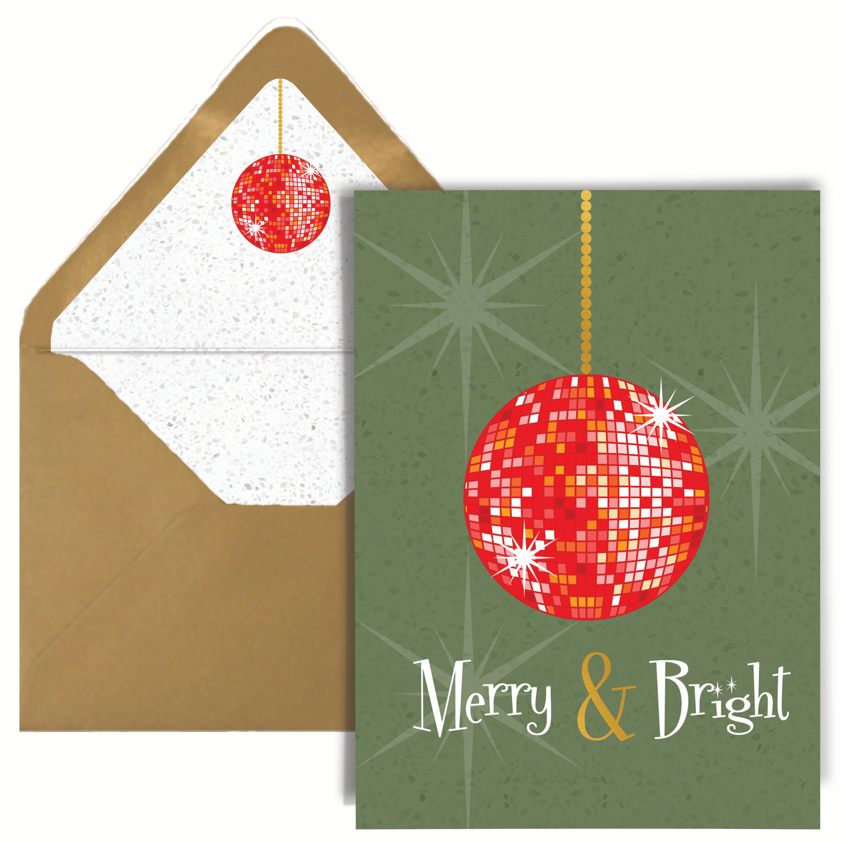 Disco Ball Merry and Bright Holiday Christmas Card