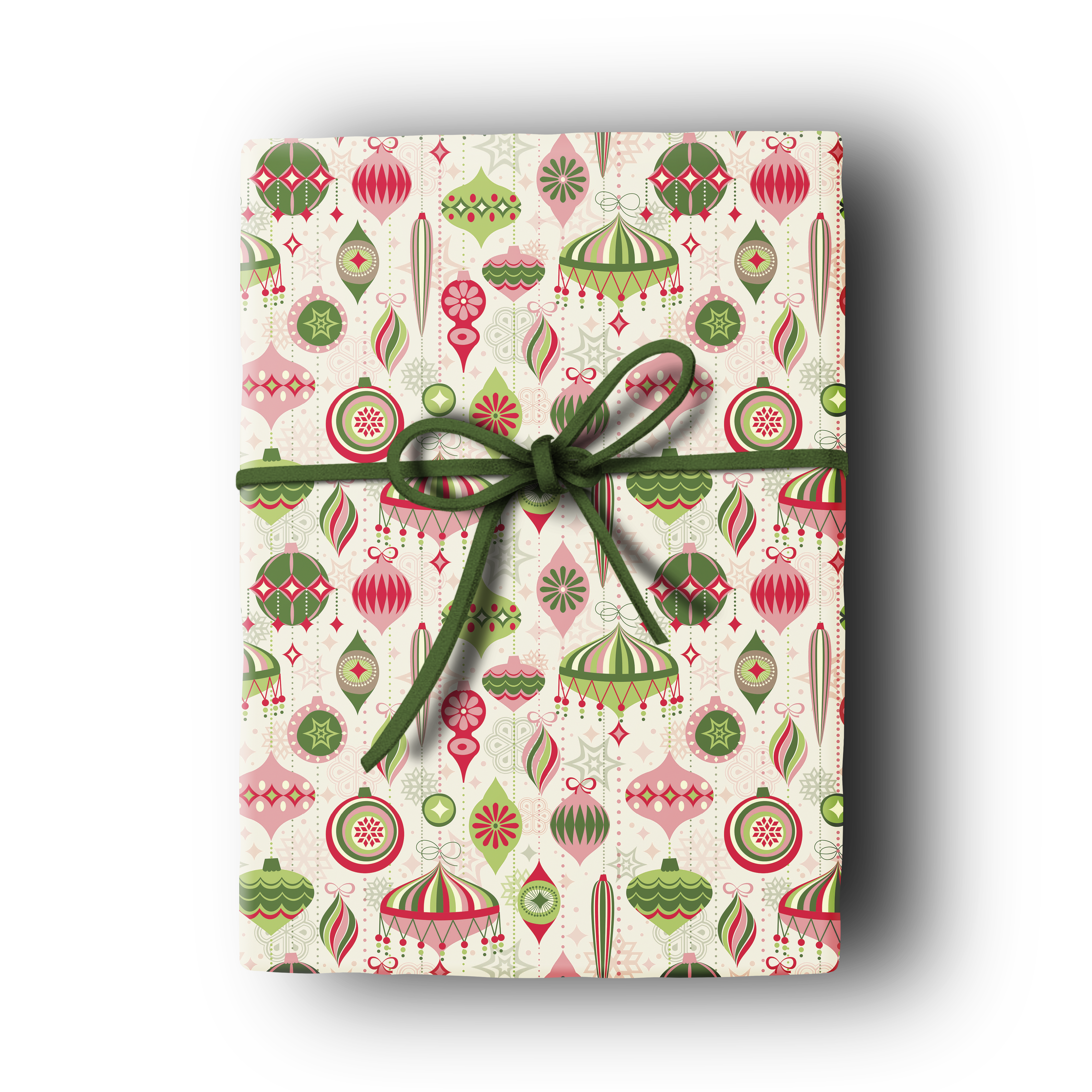 Holiday MCM Retro Ornaments Double Sided Holiday Gift Wrap Set of 2
