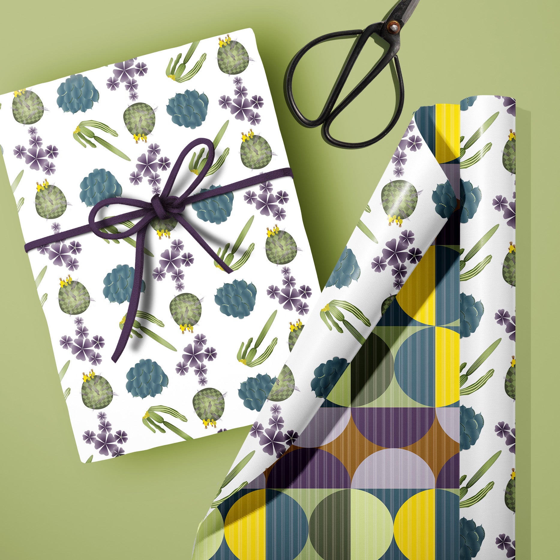 Cactus and Wildflower White Double Sided Gift Wrap Craft Sheet