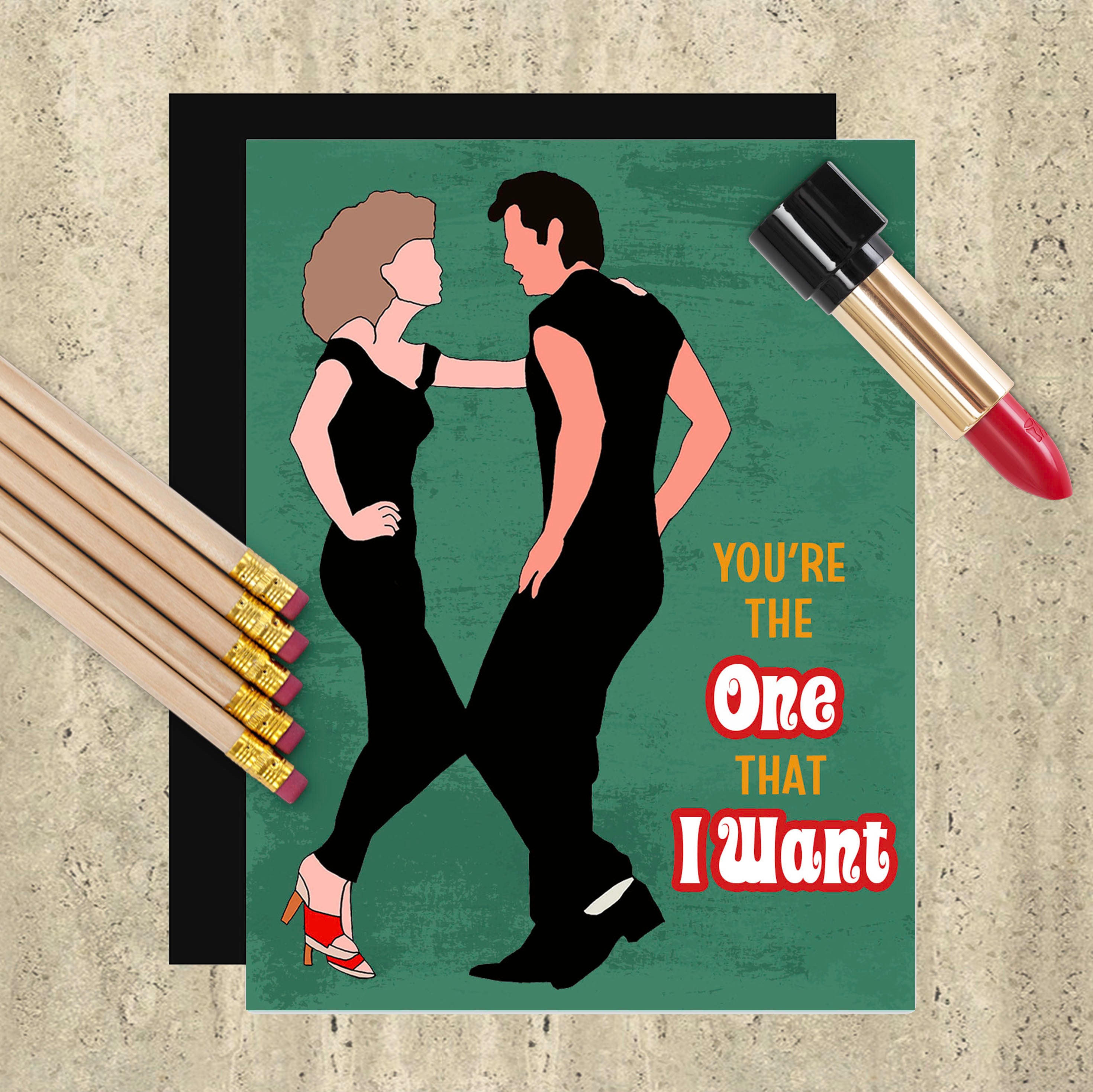 Grease Youre the one that I Want Pop Icon Love Greeting Card