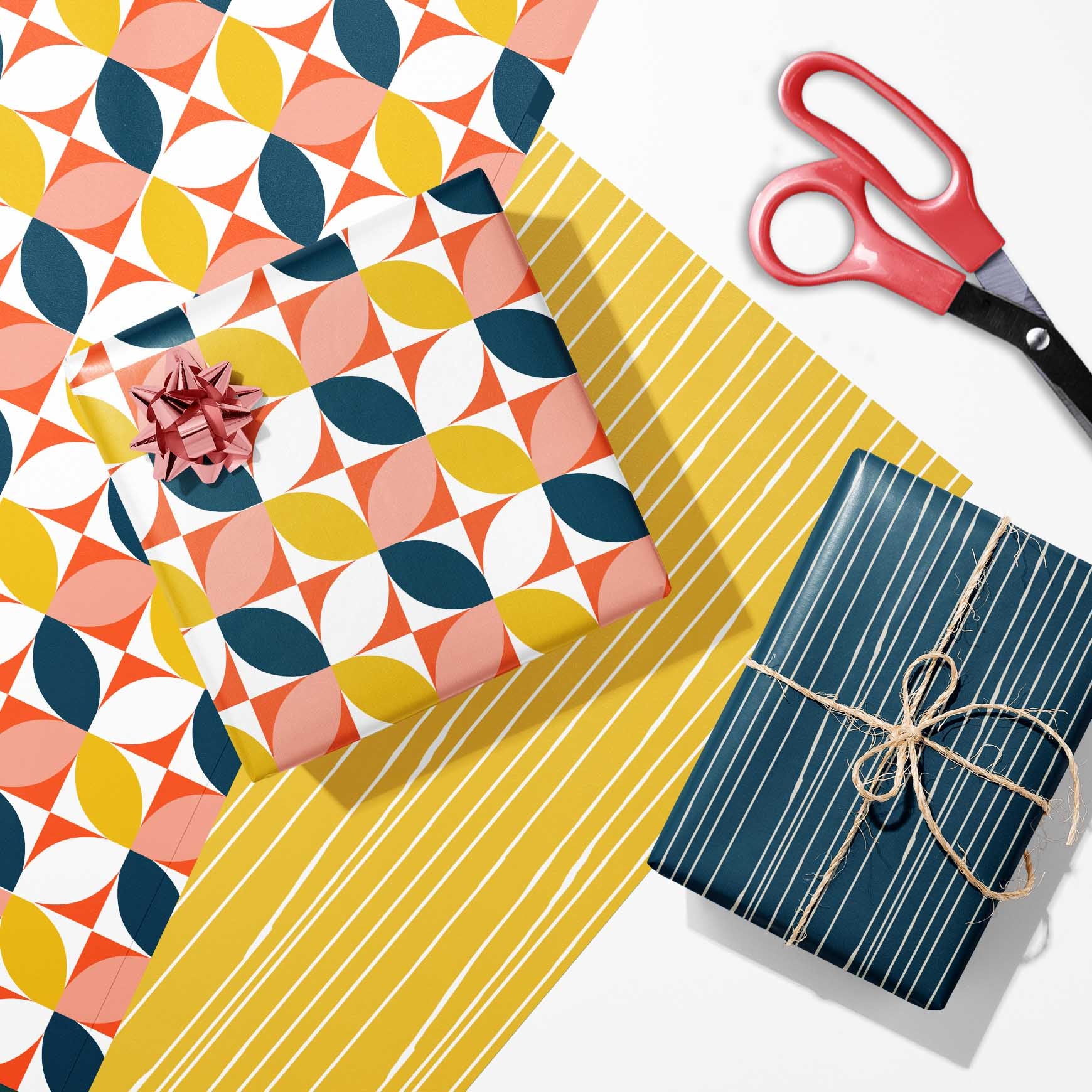Four Petals Mid Century Modern Gift Wrap Craft Sheets