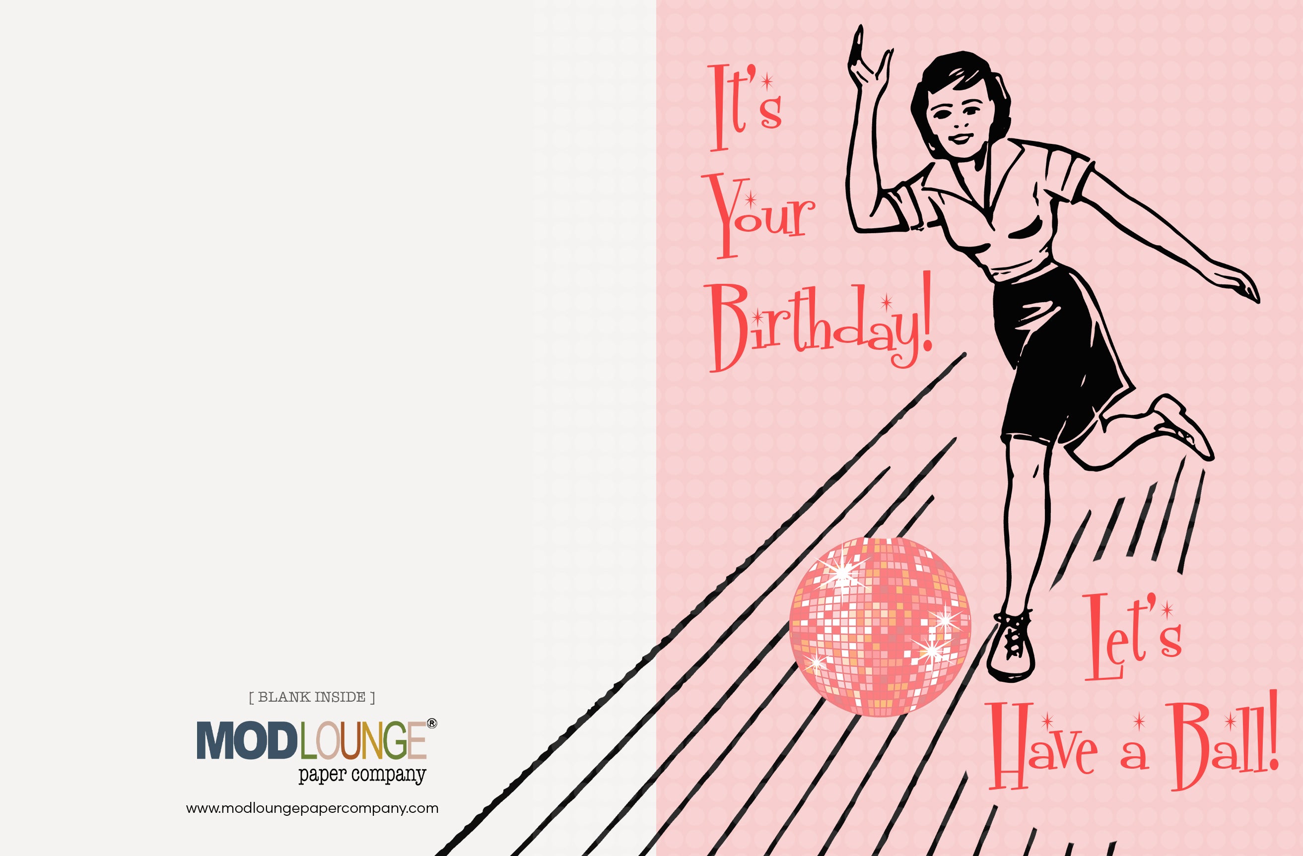 Its Your Birthday Have A Ball Retro Disco Bowling Card