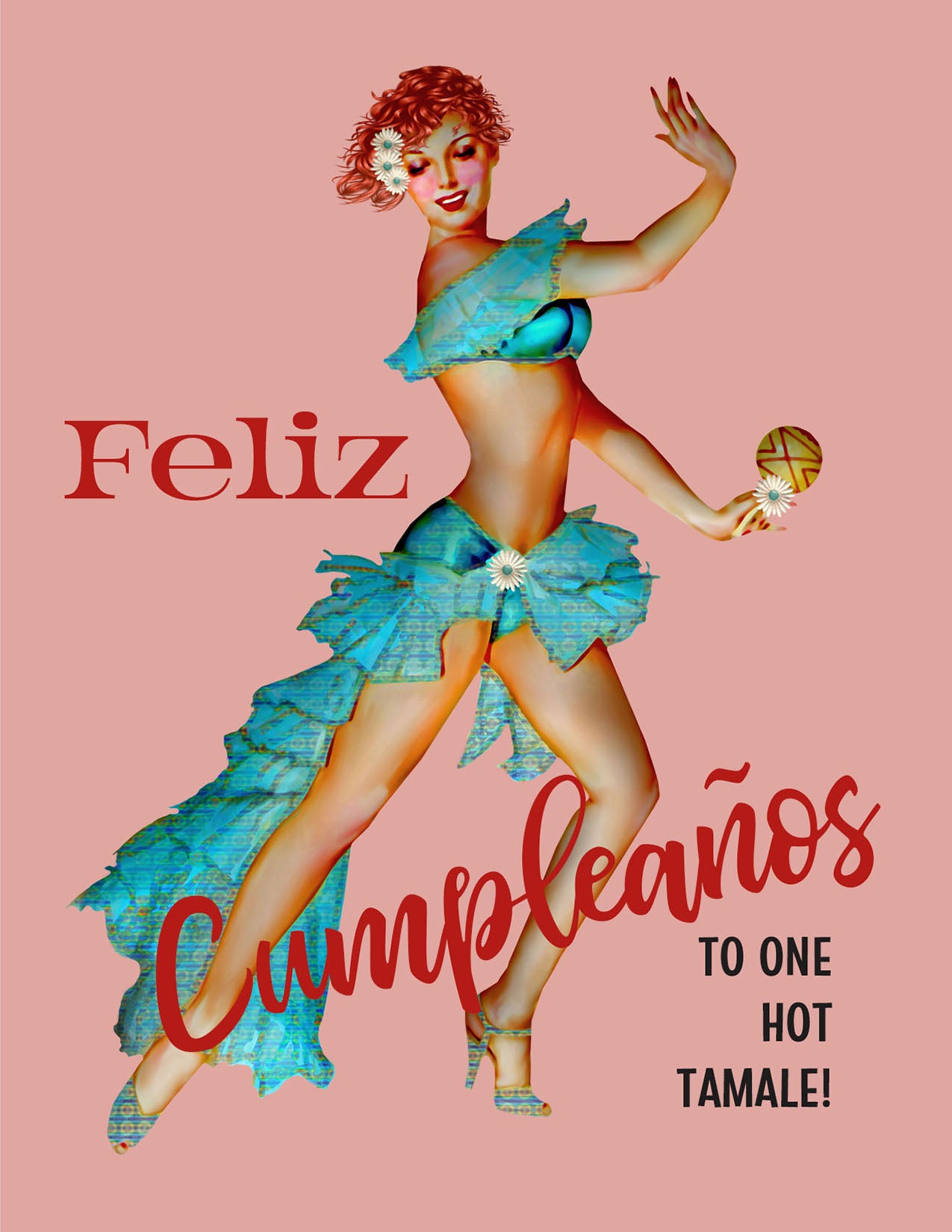 Feliz Cumpleaños Hot Tamale Vintage Pinup Birthday Card