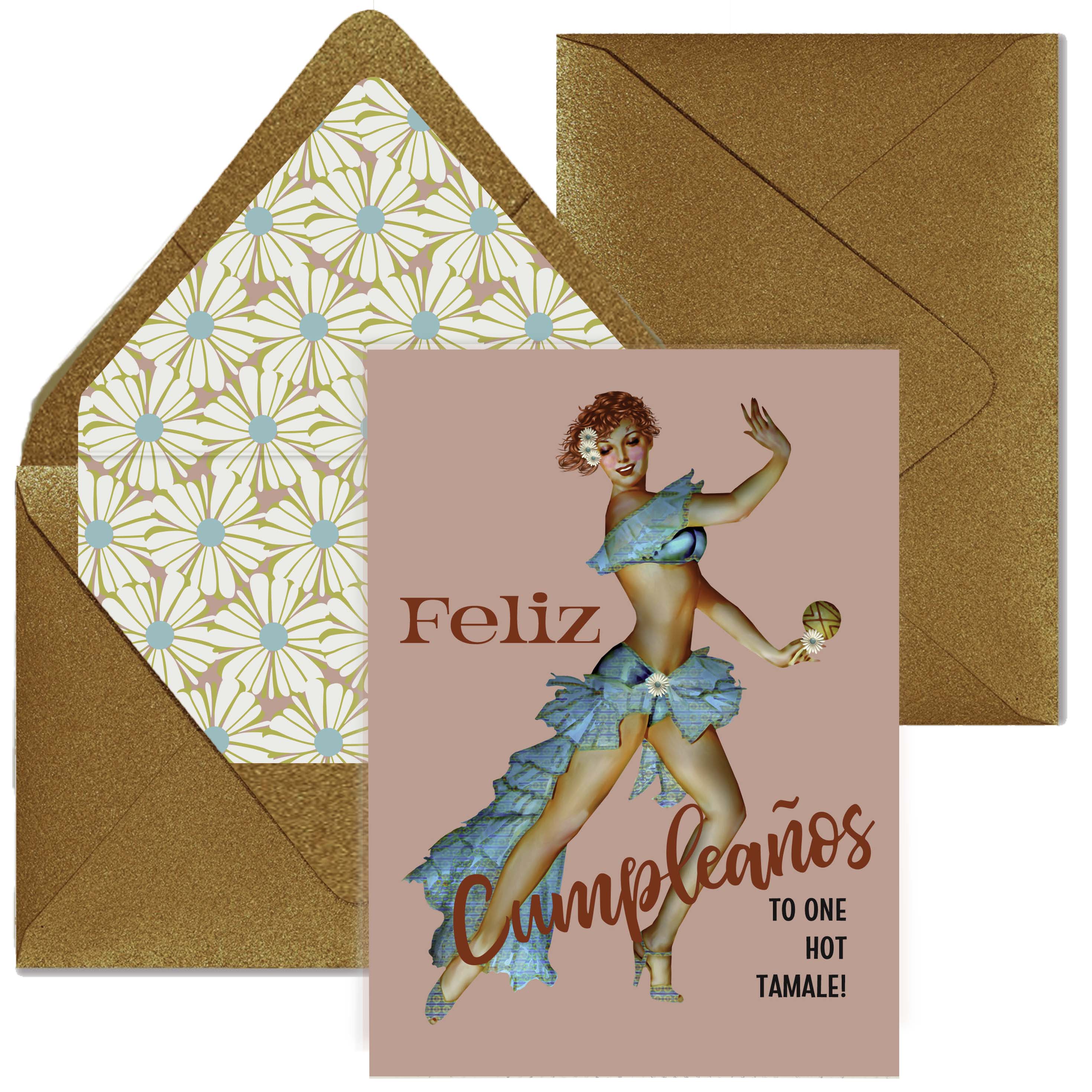 Feliz Cumpleaños Hot Tamale Vintage Pinup Birthday Card