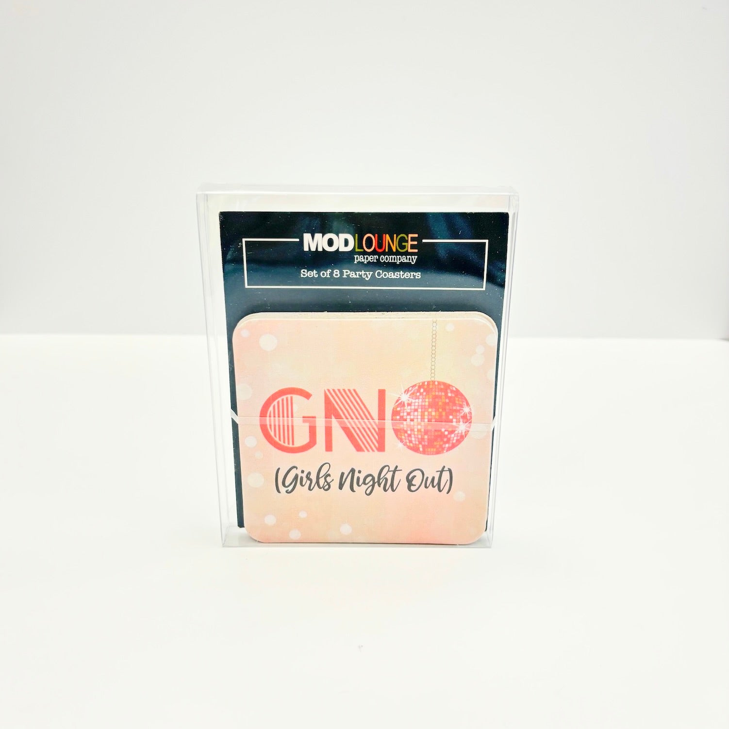 Girls Night Out GNO Disco Ball Pink Paper Coasters
